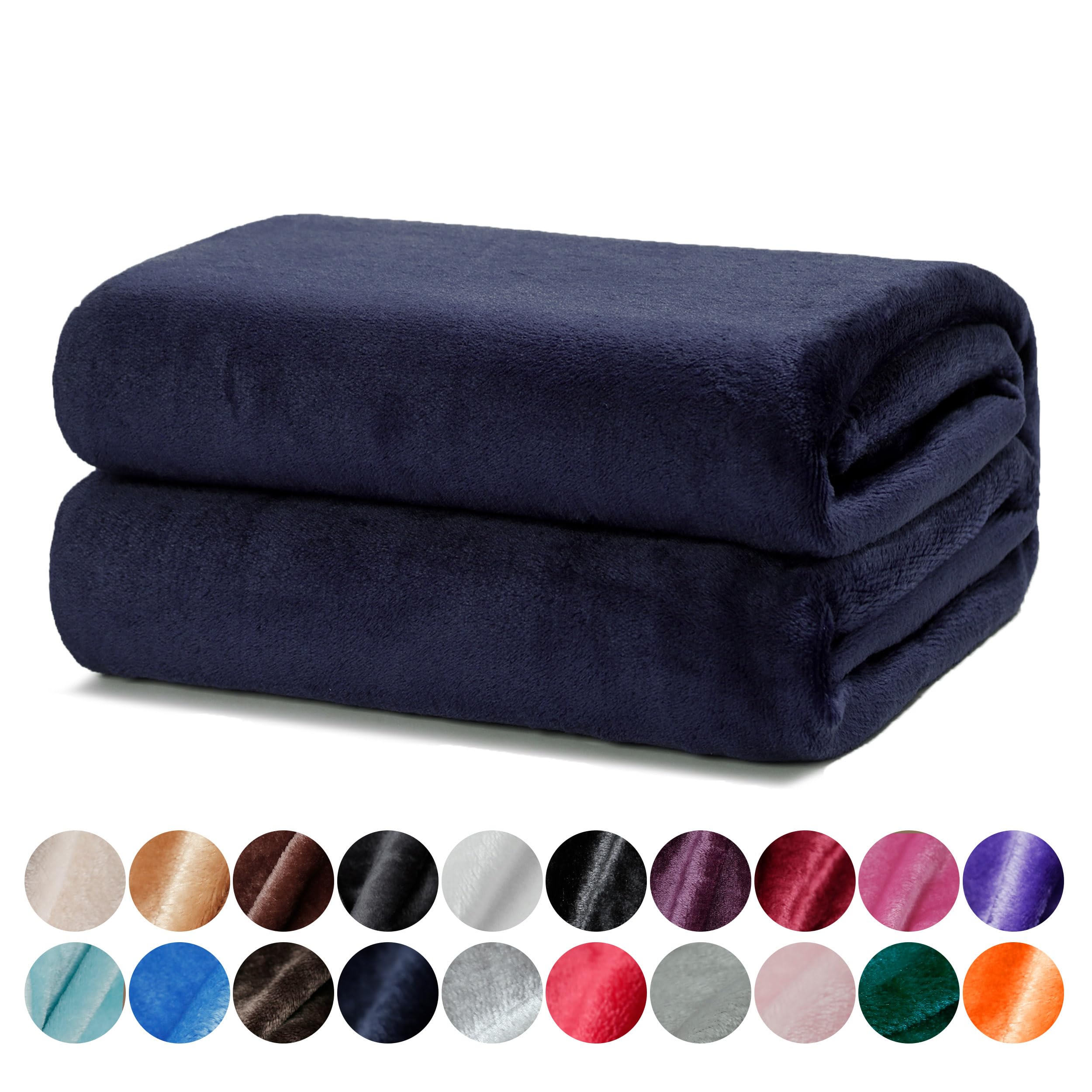 DALINA Textil - Manta para Sofá 160x220cm - Manta Cama 90, Sobrecama - Manta Terciopelo Ligera para Sofá, Cama, Viaje, Sala de Estar (Azul Azul Marino)