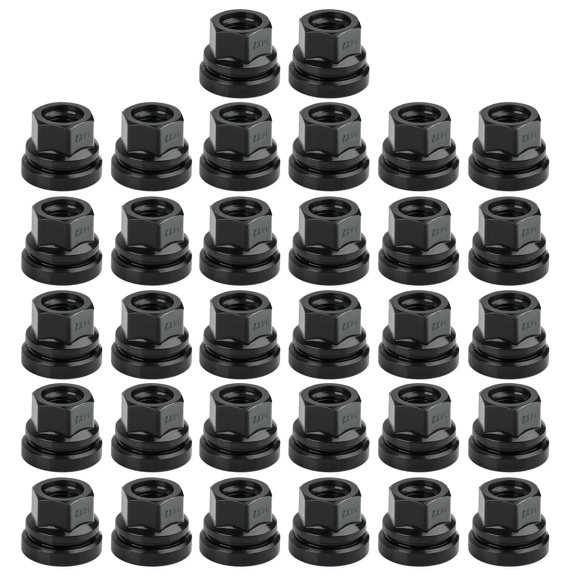 Set di 32 dadi di ricambio per ruote Ford F250 F350 1999-2002 M14x2.0 filettatura piatta rondella nera