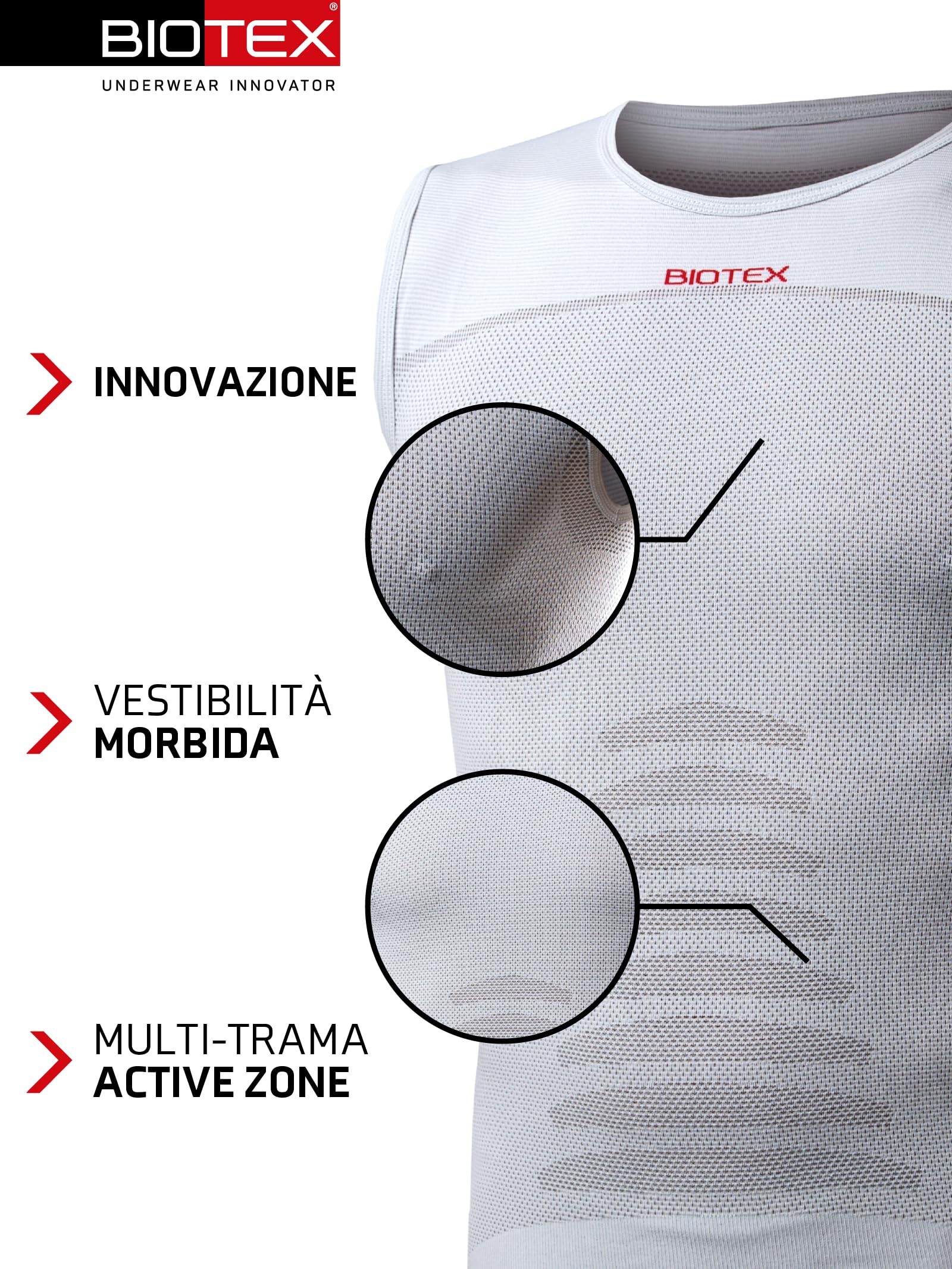 BIOTEX Canotta +Carbon Traspirante e Antibatterica da Uomo per Ciclismo e Running, Intimo Tecnico Sportivo Ideale per L'Estate e per l'inverno