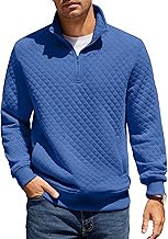 COOFANDY Men's Zip Neck Sweatshirt Winter Long Sleeve T-shirt Stand Collar Sweatshirt Regular Fit 1/4 Zip Pullover Jumper Warm Sweater with Pocket