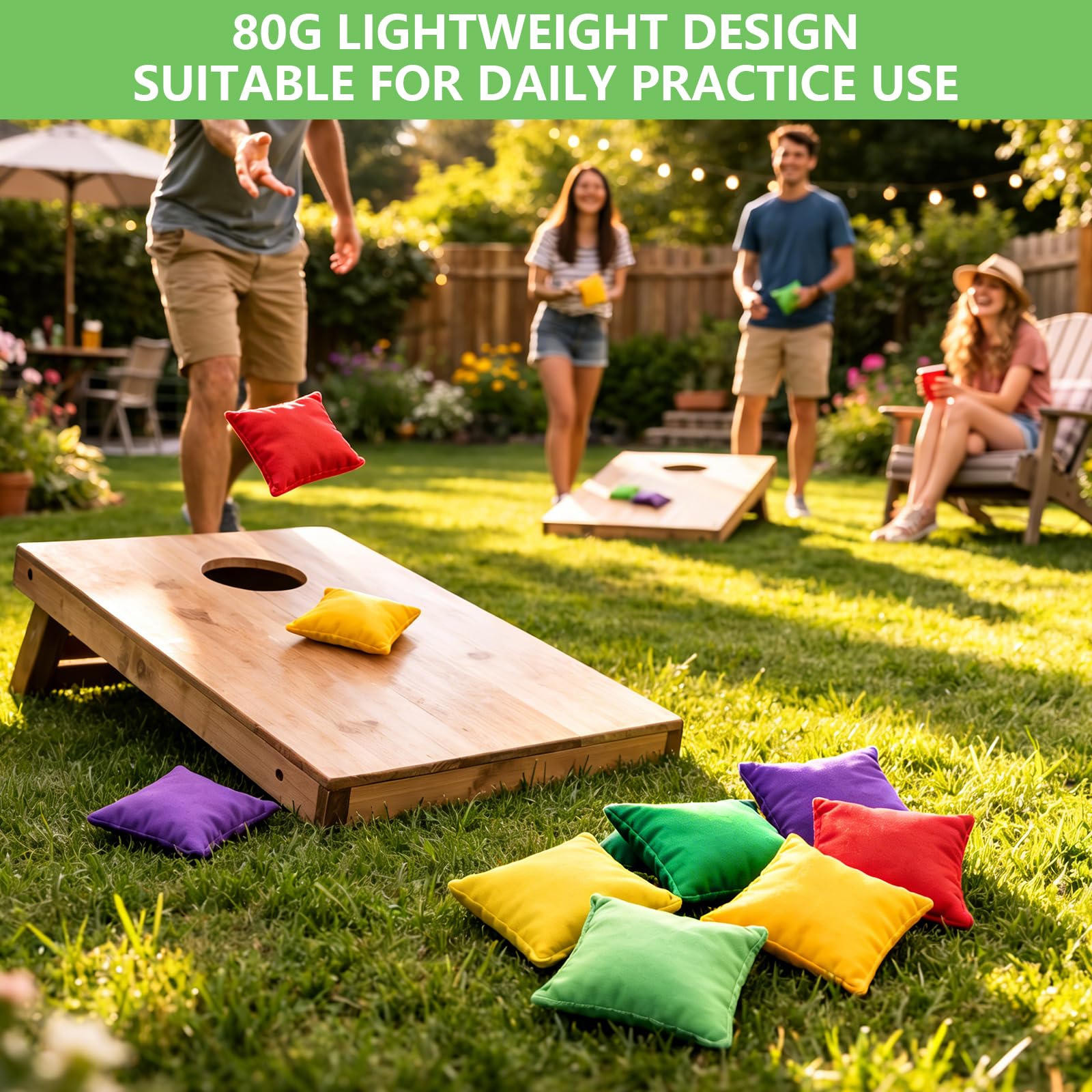 Bellanova 10 Stück Cornhole Säckchen, 10×10 cm Wurfsäckchen 80 g, Leichte Sandsäckchen Doppelt Verstärkt, für Indoor und Outdoor Freizeitspiele