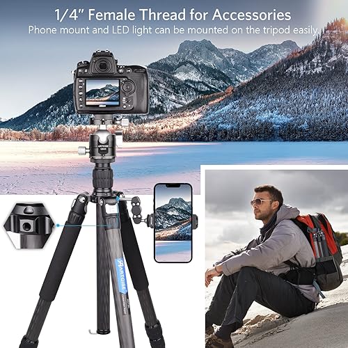 Miniatura 9 de Trípode de fibra de carbono con cabeza de bola de perfil bajo de Arca panorámica, trípode ligero para cámara de viaje, monopie con accesorio diseño