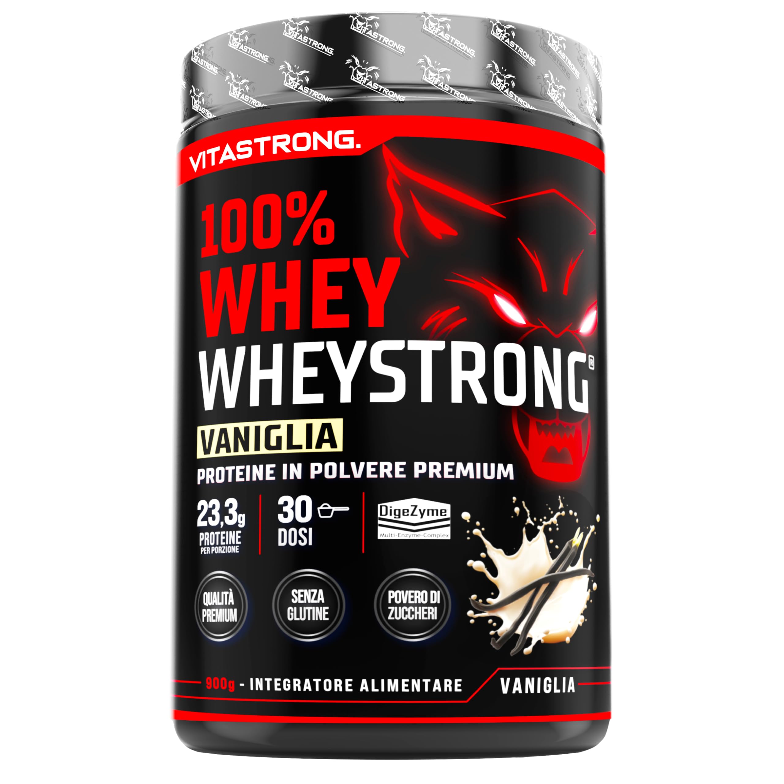 Protéine en Poudre Cookies 900g, 100% Protéine en Poudre avec DigeZyme® Haute Digestibilité et Concentration Élevée, Protéine Whey Isolate (900g, Vanille)