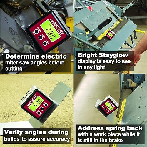 Miniatura 3 de Calculated Industries 7434 AccuMASTER 2 en 1 - Buscador magnético digital de nivel y ángulo certificado IP54 resistente al polvo y al agua, ladrillo