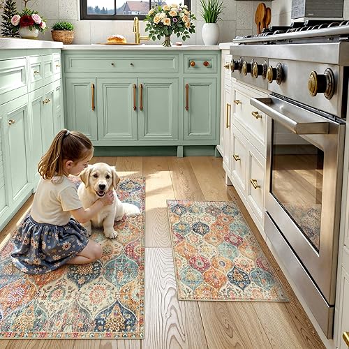 Miniatura 2 de Lahome Alfombra marroquí de enrejado, alfombra de entrada de 2 x 3, antideslizante, lavable, alfombra de interior de 2 x 5 pulgadas, alfombra