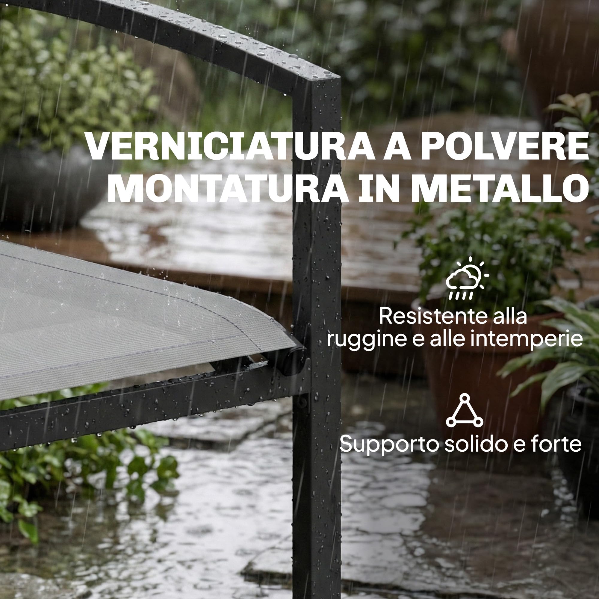 Outsunny Panchina da Giardino da 2 Posti in Texteline, Panchina da Esterno con Braccioli Curvi in Metallo, Panca per Terrazza Patio e Cortile, Balcone, 112x66x80cm, Grigio
