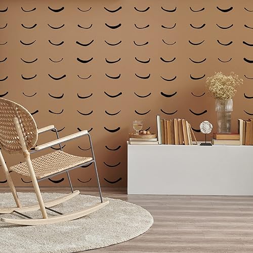 Vista 11 de Calcomanías de pared abstractas de vinilo negro de línea irregular gruesa, calcomanías bohemias modernas para despegar y pegar, 120 rayas verticales