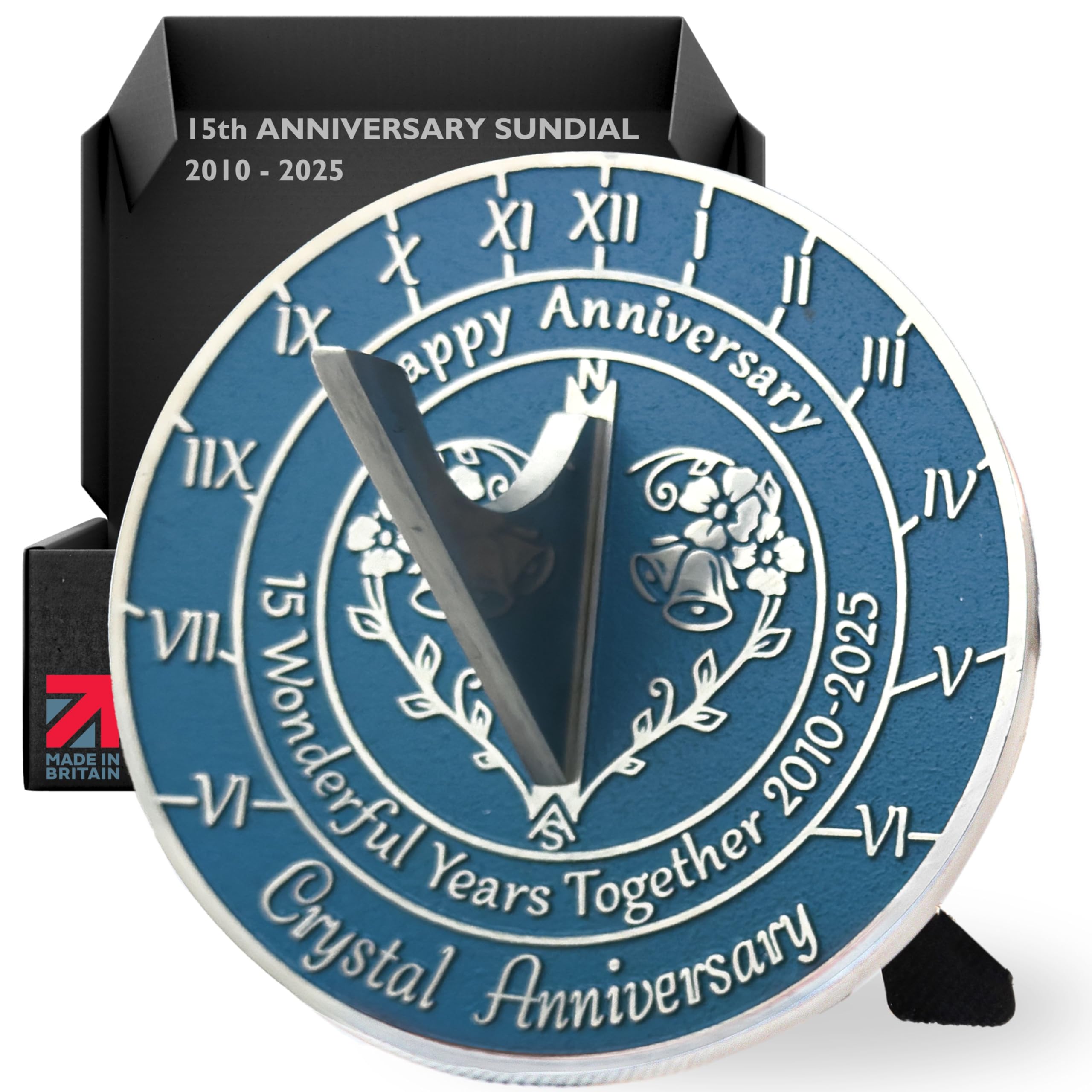 Anniversary Sundial Gift for 15th Crystal Wedding Anniversary in 2025  Recycled Metal Home Decor Or Garden Present Idea Handmade in UK for Him,  Her