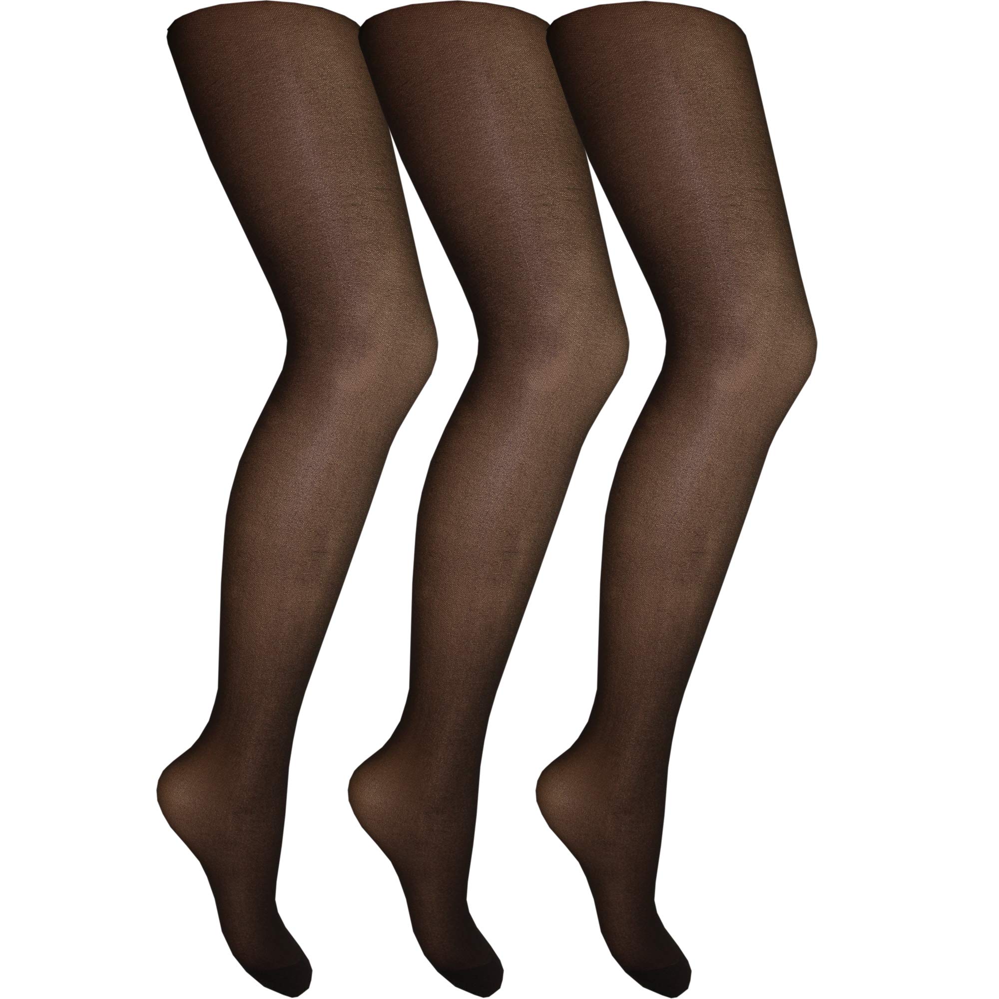 Cindy Women's Barely Black Ladder Resist Tights With Panel Gusset (3 Pair Pack) (X-Large (48"-54" Hip), )