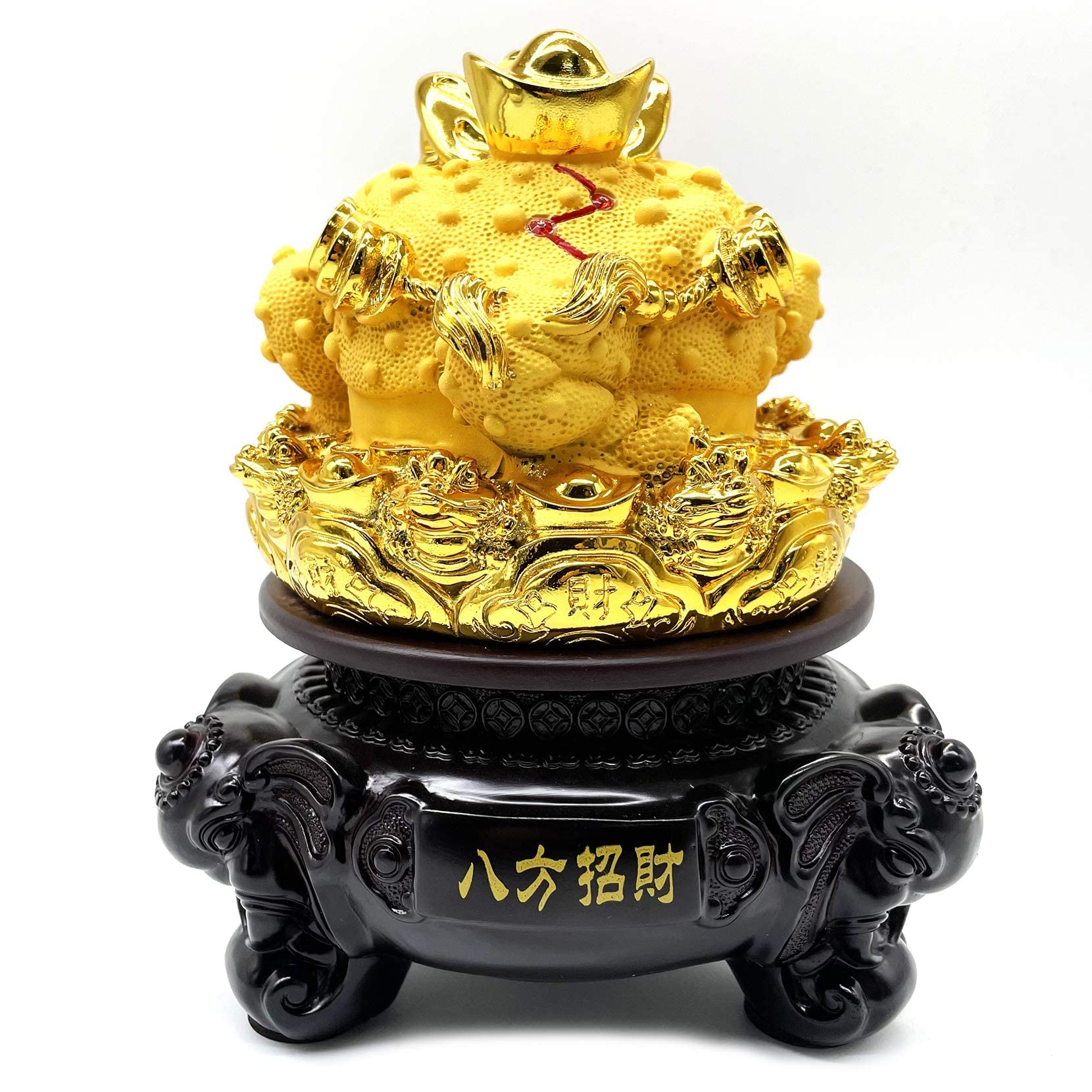 Fengone Moneta Feng Shui Cinese in Oro Alto 8 Pollici, Statua con Base Girevole Feng Shui Decorazione per Ufficio Decorazione del Desktop Decorazione di buona Fortuna Regalo di buona Fortuna