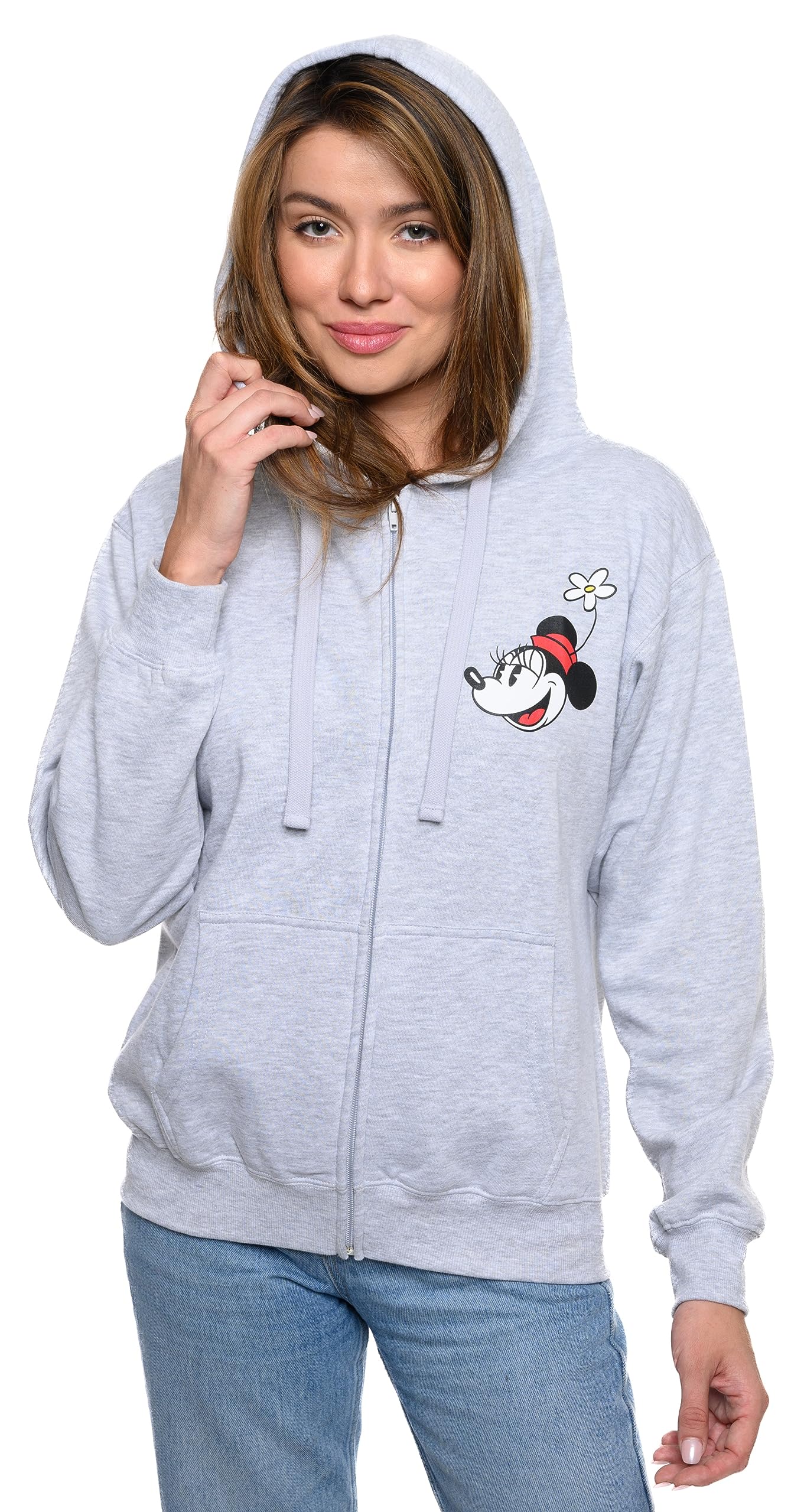 Disney Sweat à capuche pour femme Mickey et Minnie Mouse avec fermeture éclair