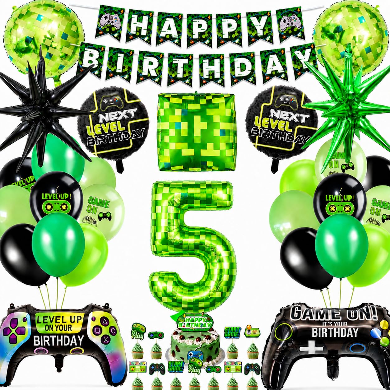 Ballons En Aluminium Jeu Vidéo – 5 Pièces De 64x40cm, Manette De Jeu, Décorations Pour Fête Et Anniversaire Gaming