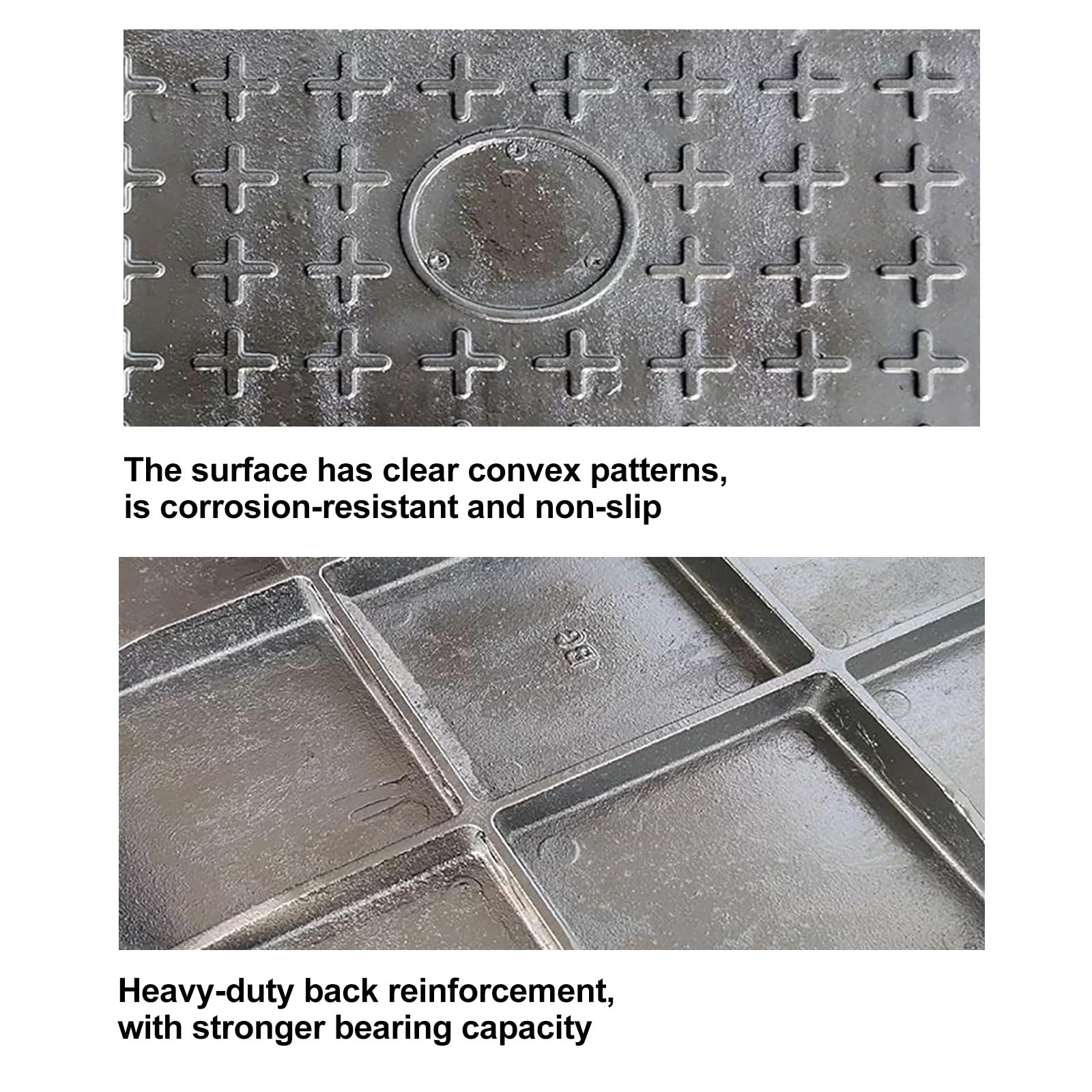 Piastra per fogna quadrata in metallo resistente, coperchio di ispezione per cortile, marciapiede, vialetto
