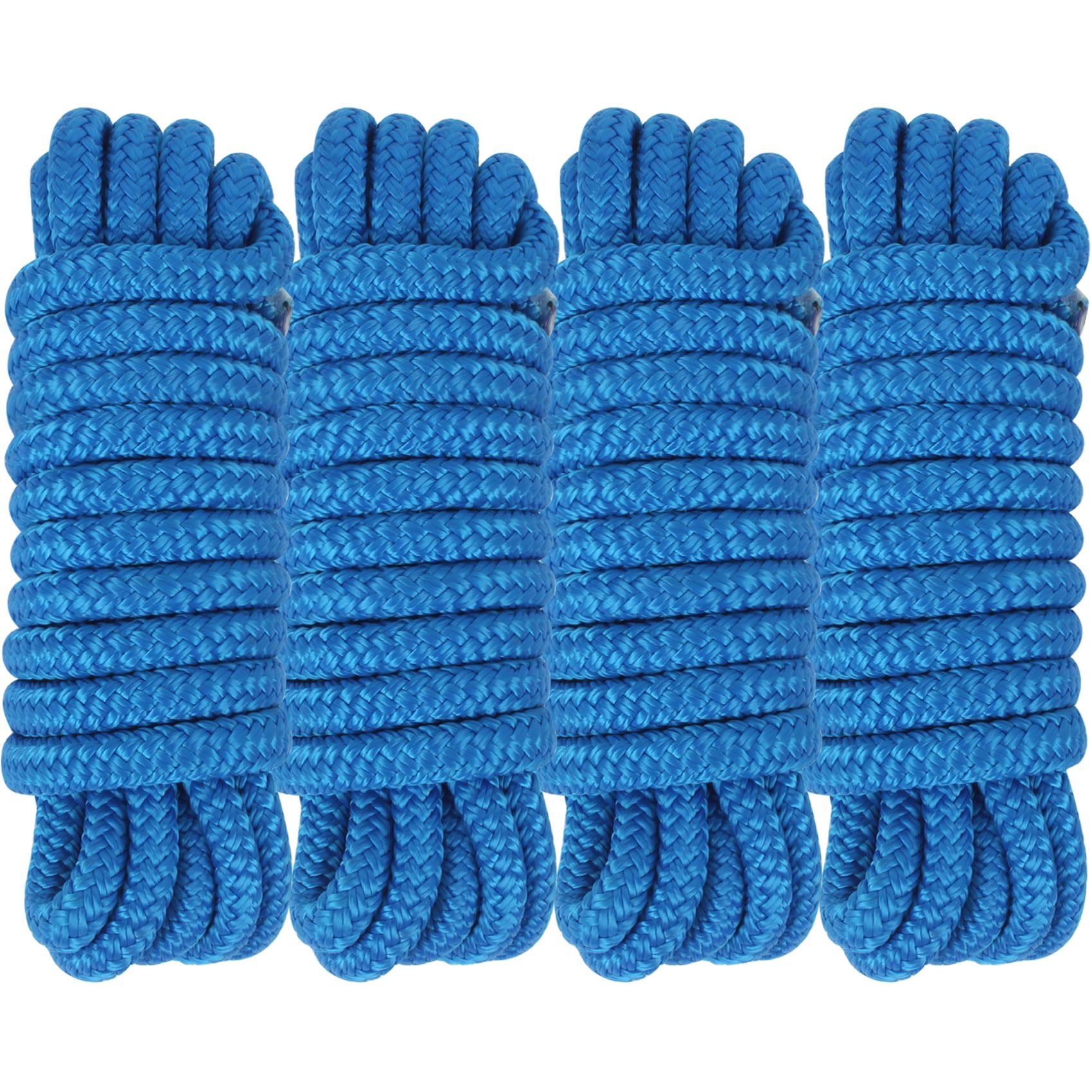 Dock Lines 20' x 1/2" Double Braided Marine Mooring Ropes 2 Pack, Boat Ropes for Docking with 12'' Eyelet Premium Dock Lines for Boats
