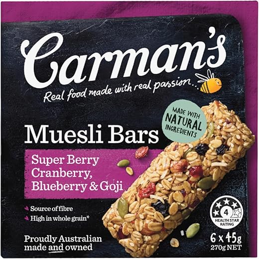 Carmans Muesli Bars 270gms Superberry Cranberry Blueberry &