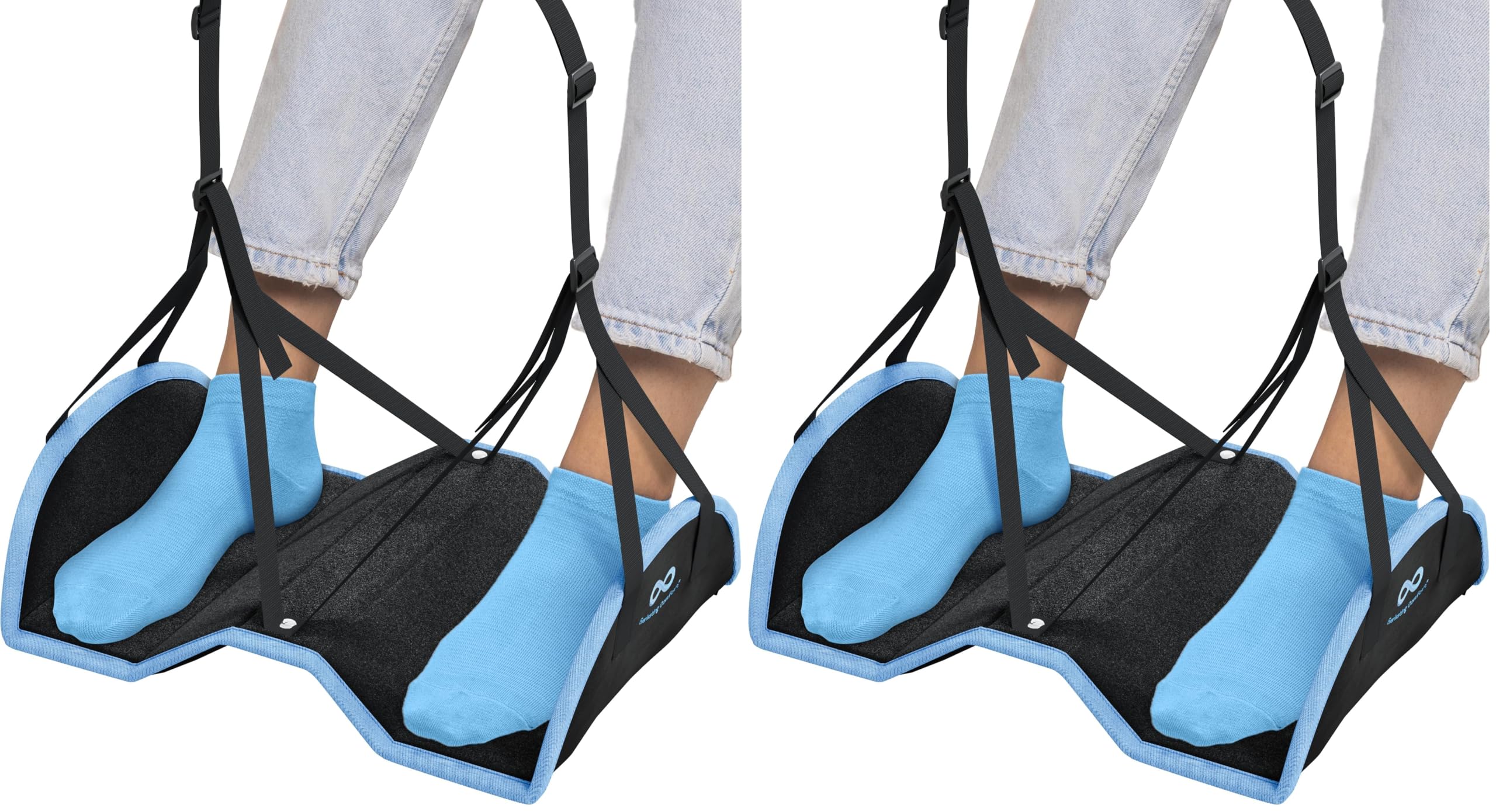 Everlasting Comfort Airplane Foot Hammock - Memory Foam Foot Rest for Plane Travel - Portable Foot Rest for Air Travel, Desk &amp; Car - Airplane Essentials Foot Hammock for Plane Travel (Pack of 2)