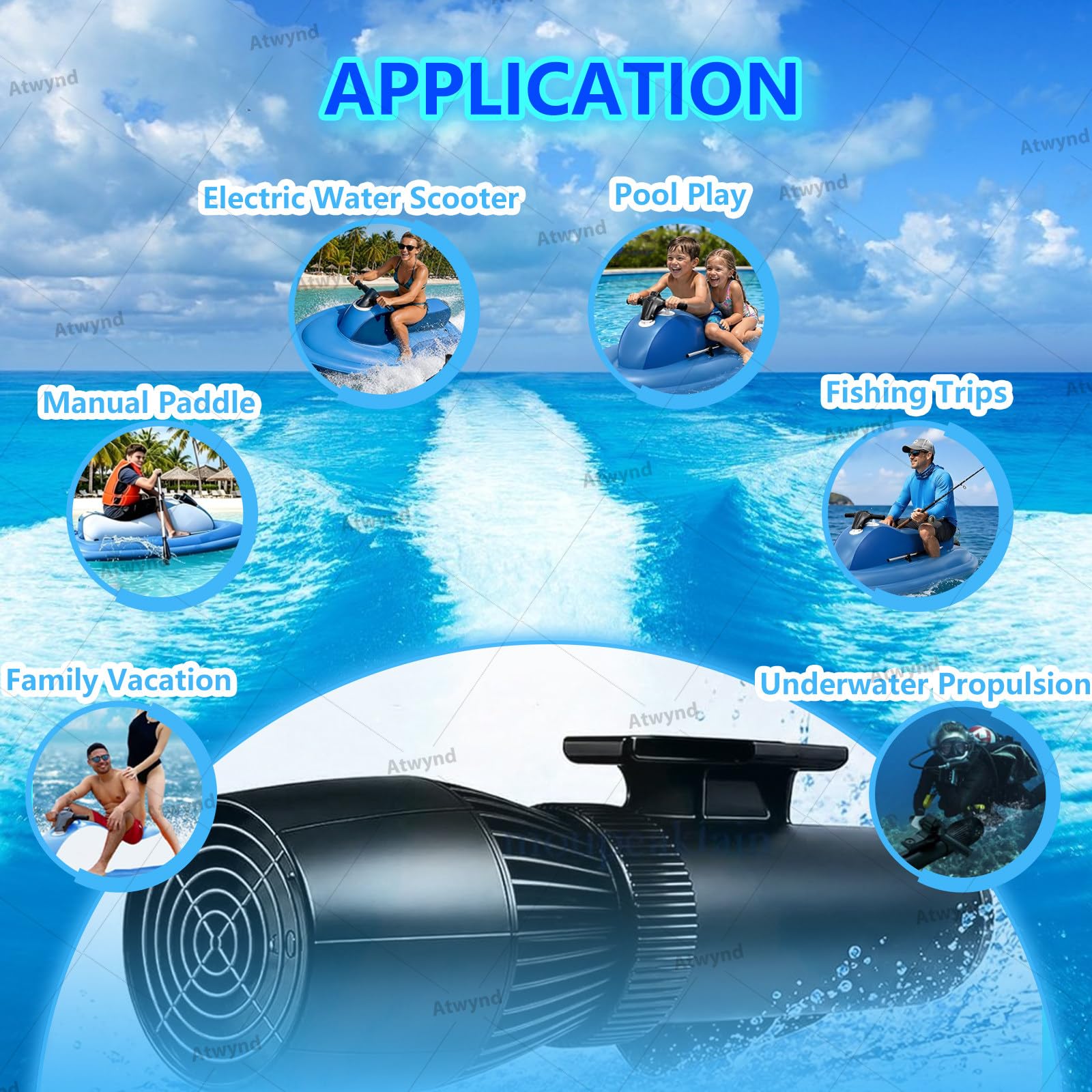 Jet Ski Elettrico Gonfiabile con Motore, Tavola da Surf Elettrica per la Famiglia al Lago, Scooter Subacqueo per Sport Acquatici, Barca a Jet Attrezzatura per Immersioni e Nuoto Nothruster