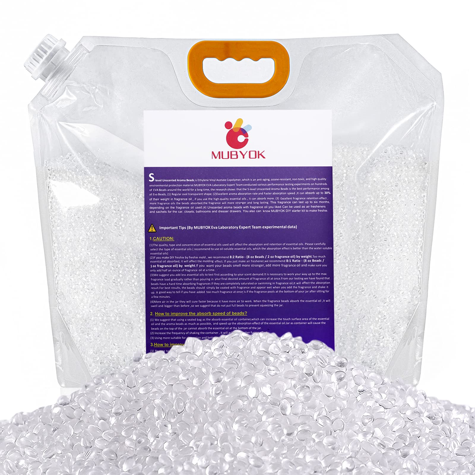 MUBYOK 3,2 kg, bezzapachowe koraliki zapachowe do form samochodowych, bez zapachu, koraliki EVA, luzem, do produkcji odświeżacza powietrza, artykuły świeżości w samochodzie, koraliki Freshie, 3,2 kg