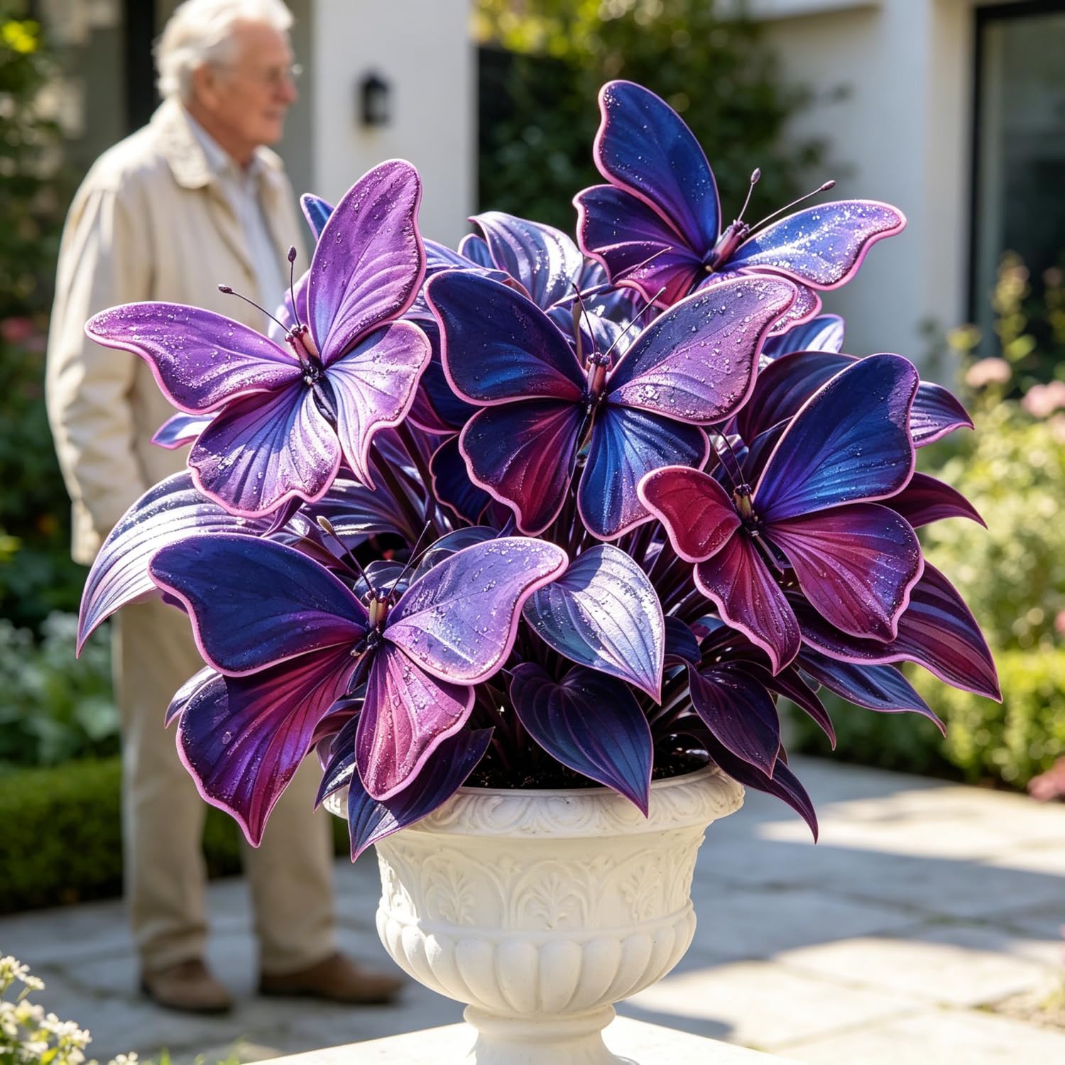 Butterfly Flowers Multi-Colored Variegated Hosta,Hardy Perennial Excellent Display-8Bulbs-h