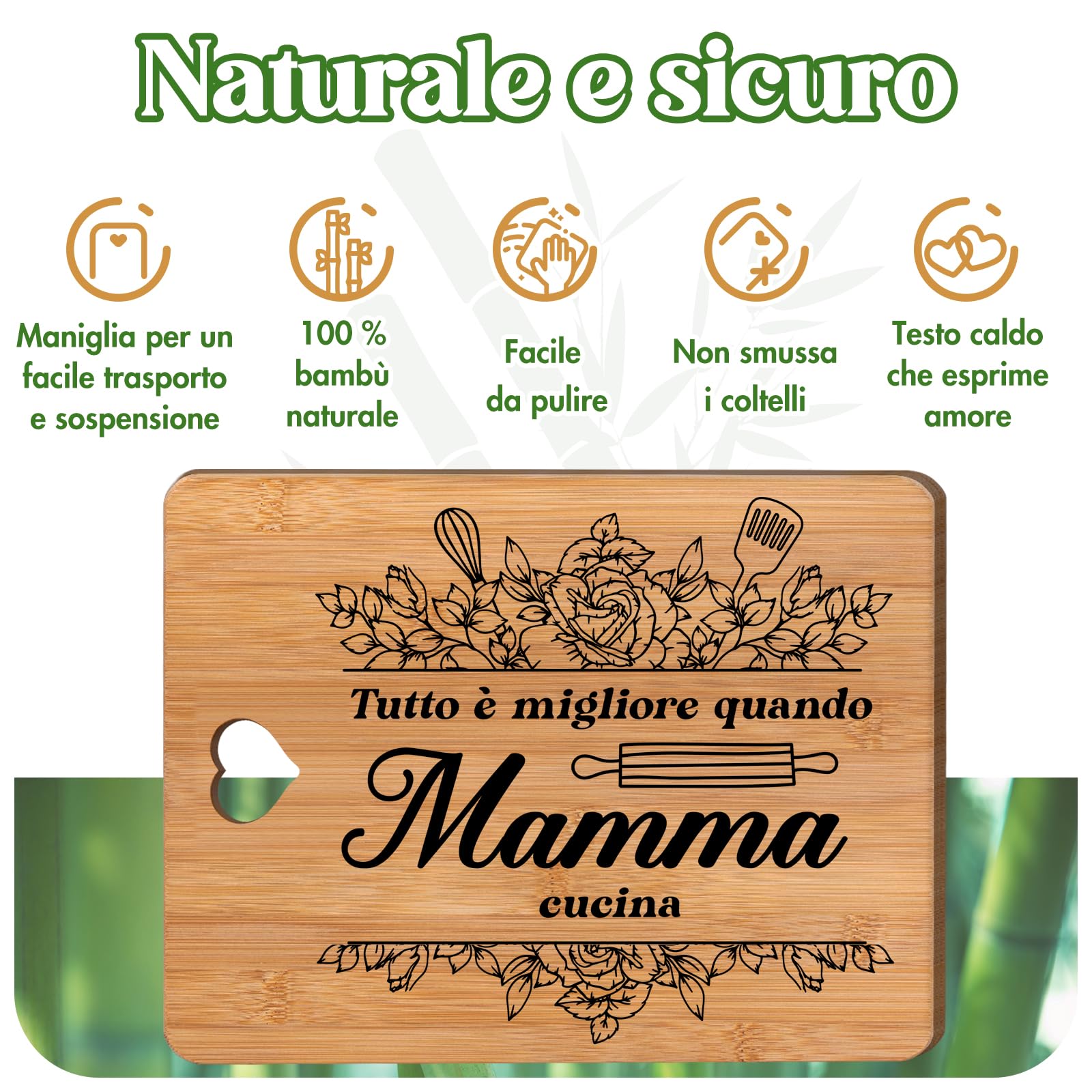 Cadeau Maman - Planche à Découper En Bambou, Cadeau Maman