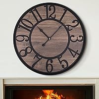 Vista 2 de LEIKE Reloj de pared grande, silencioso sin tictac, funciona con pilas, relojes de pared redondos grandes modernos de madera para sala de estar