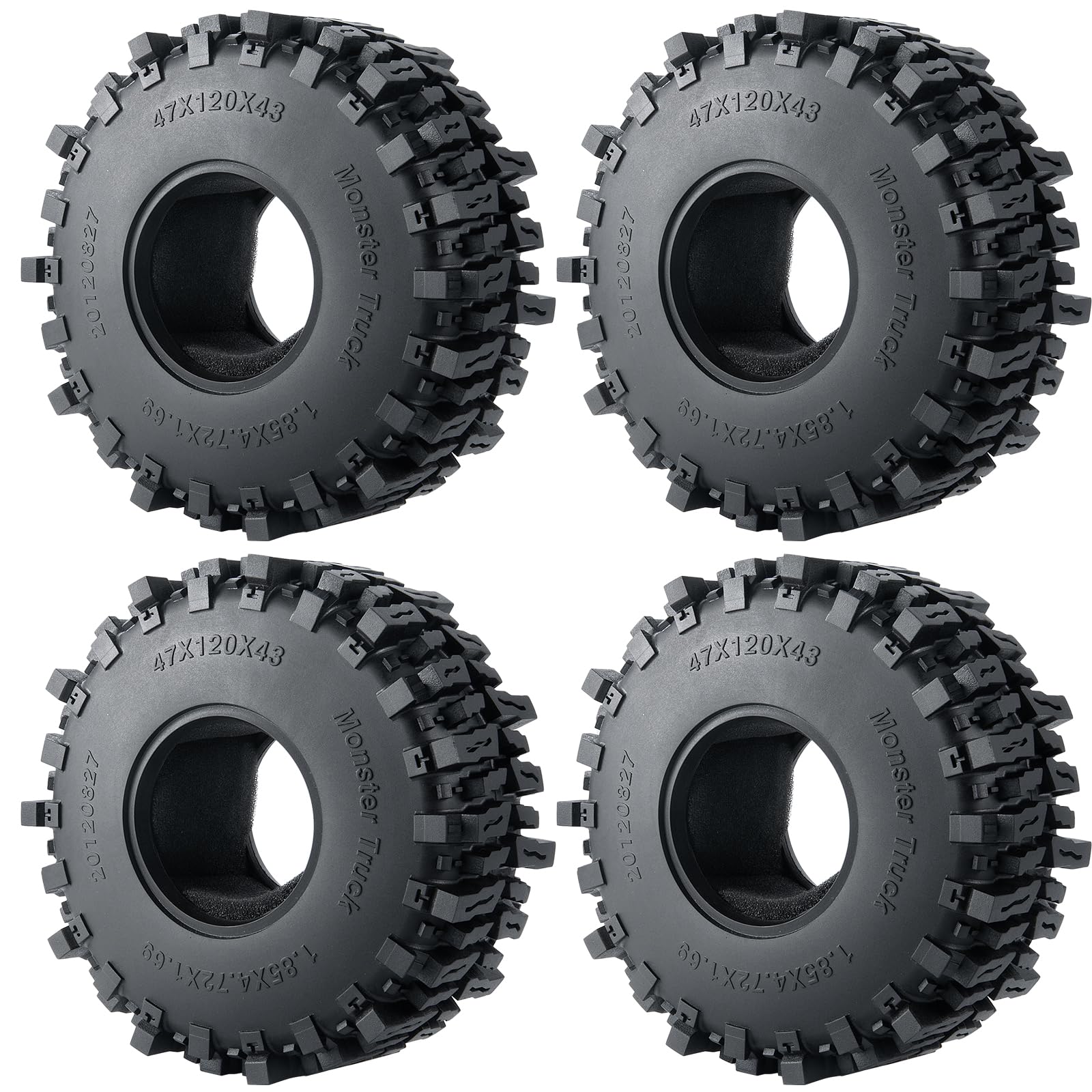 Runup Pneus 1,9 Pouces (120mm) – Caoutchouc Super Grip Pour SCX10, TRX4, CC01, 1/10 RC Crawler