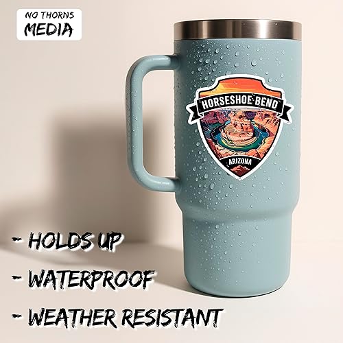 Miniatura 2 de Calcomanía de vinilo impermeable para laptop, botella de agua, vaso de automóvil, recuerdo de viaje de 4 pulgadas, diseño de herradura de Arizona,