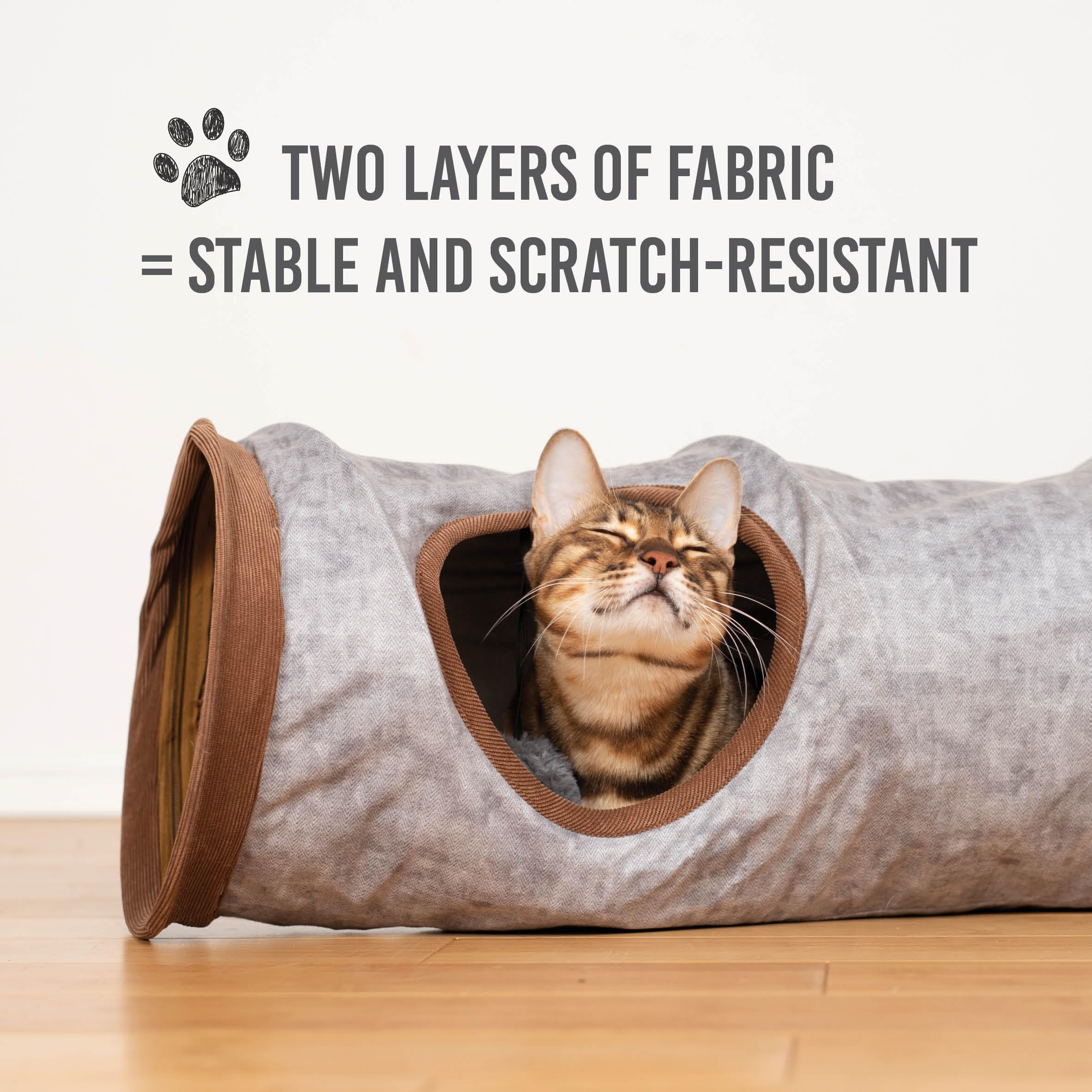 Relaxdays kattentunnel, pluche, opvouwbaar, zacht, met speelbal, B x D: ca. 88 x 25 cm, speeltunnel katten, grijs