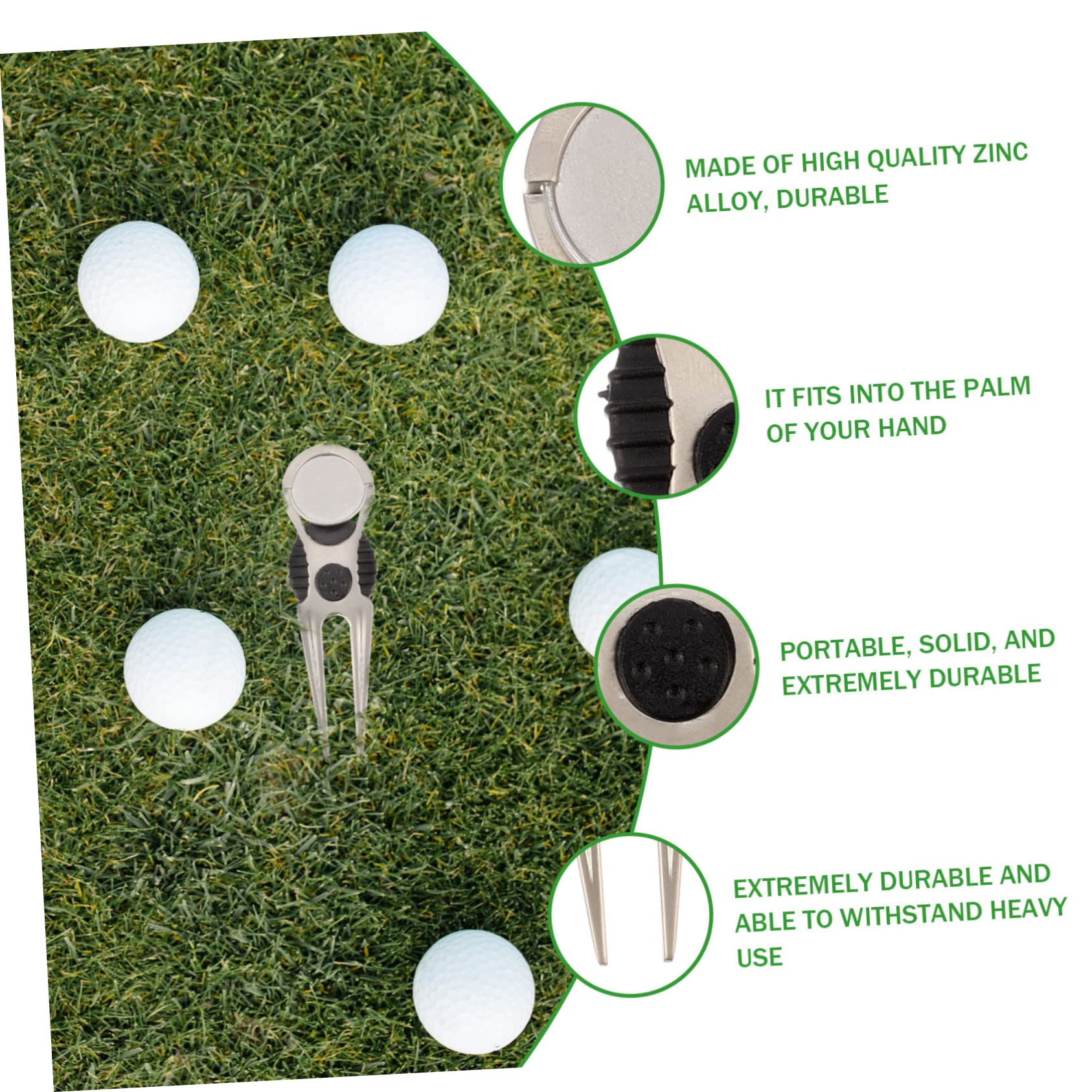 NAMOARLY 1Pc Zinc Alloy Golf Divot Repair Tool Lightweight Fork for Golfers Portable Design for Easy Use for Outdoor Sports and Comfortable Grip