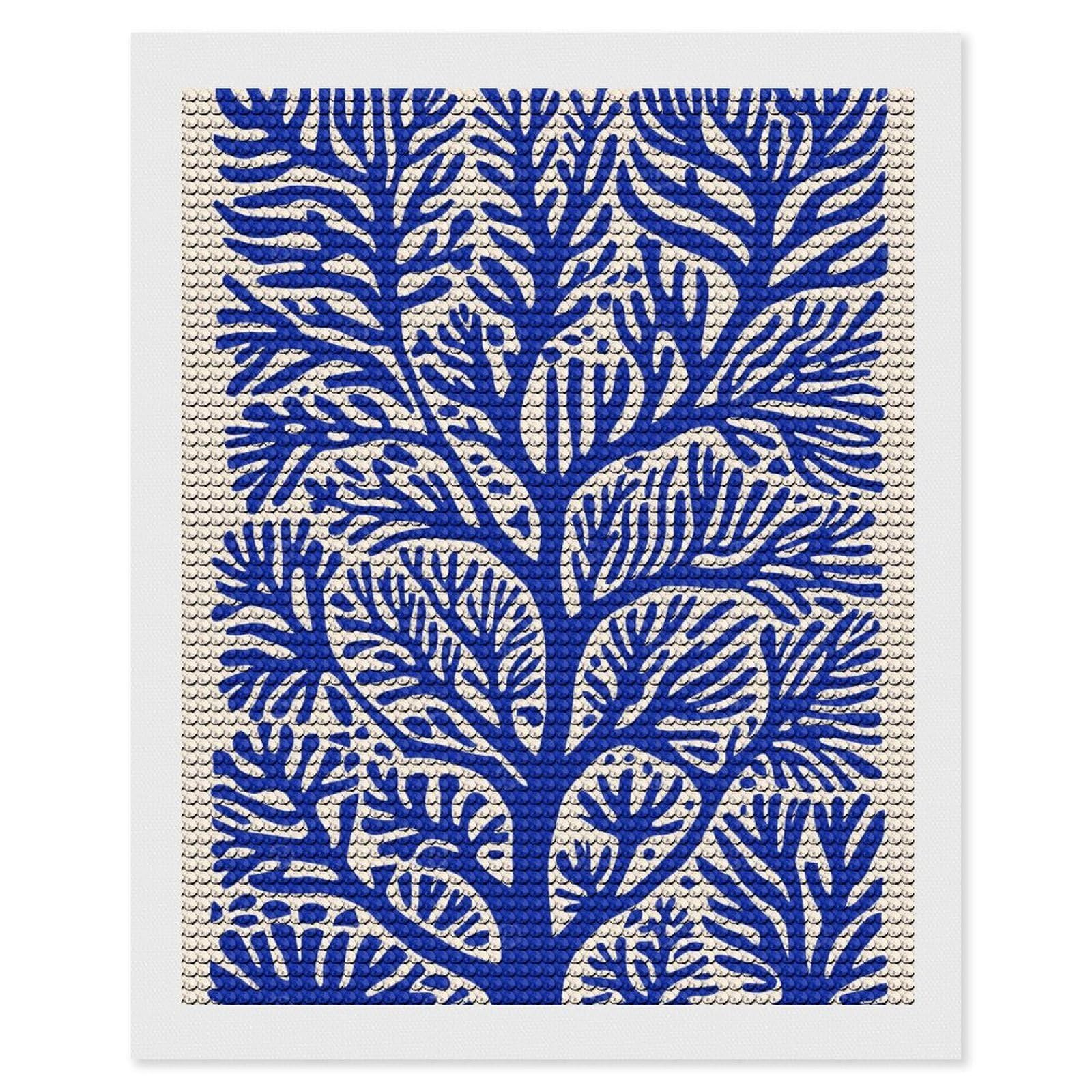 Junmoney Blue Coral Reefs DIY Diamond Art Canvas Kit 16"x20", Adhesive Canvas, Easy to Enjoy, Farmhouse Decor, Festive Craft Gift