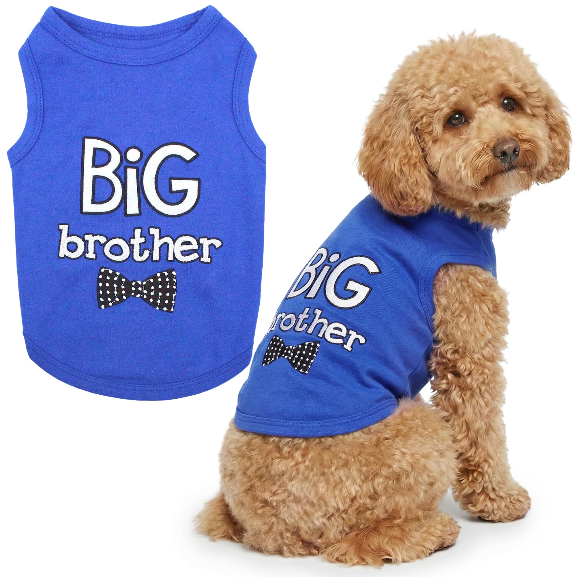 Parisian Pet Dog Shirt – 100% Cotton Shirts for Large Dogs – Blue Sleeveless Pet Clothes – Lightweight and Breathable Dog Apparel – Boy Big Brother