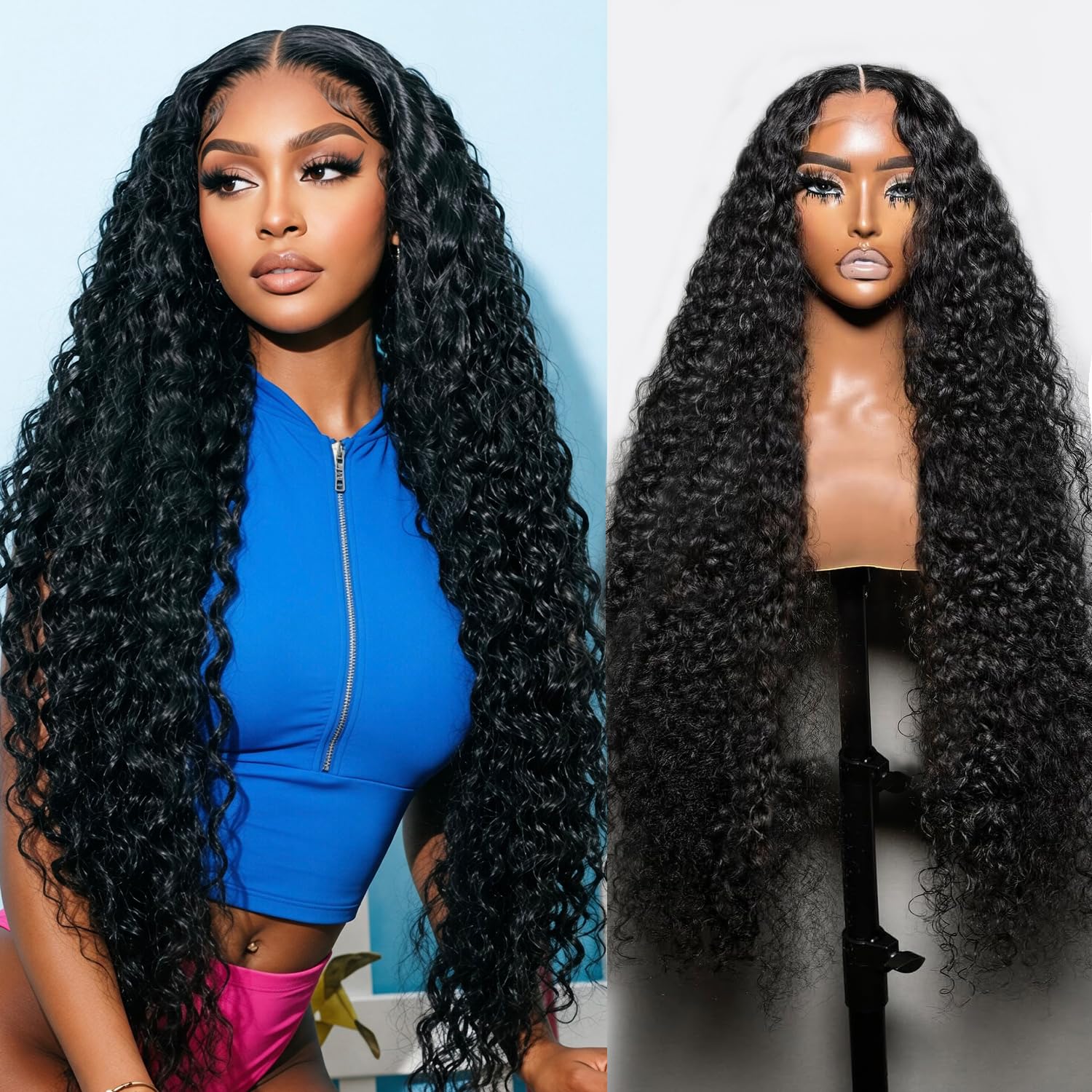 28 Inch Deep Wave 13x6 HD Lace Front Wig Human Hair, 200% Density
