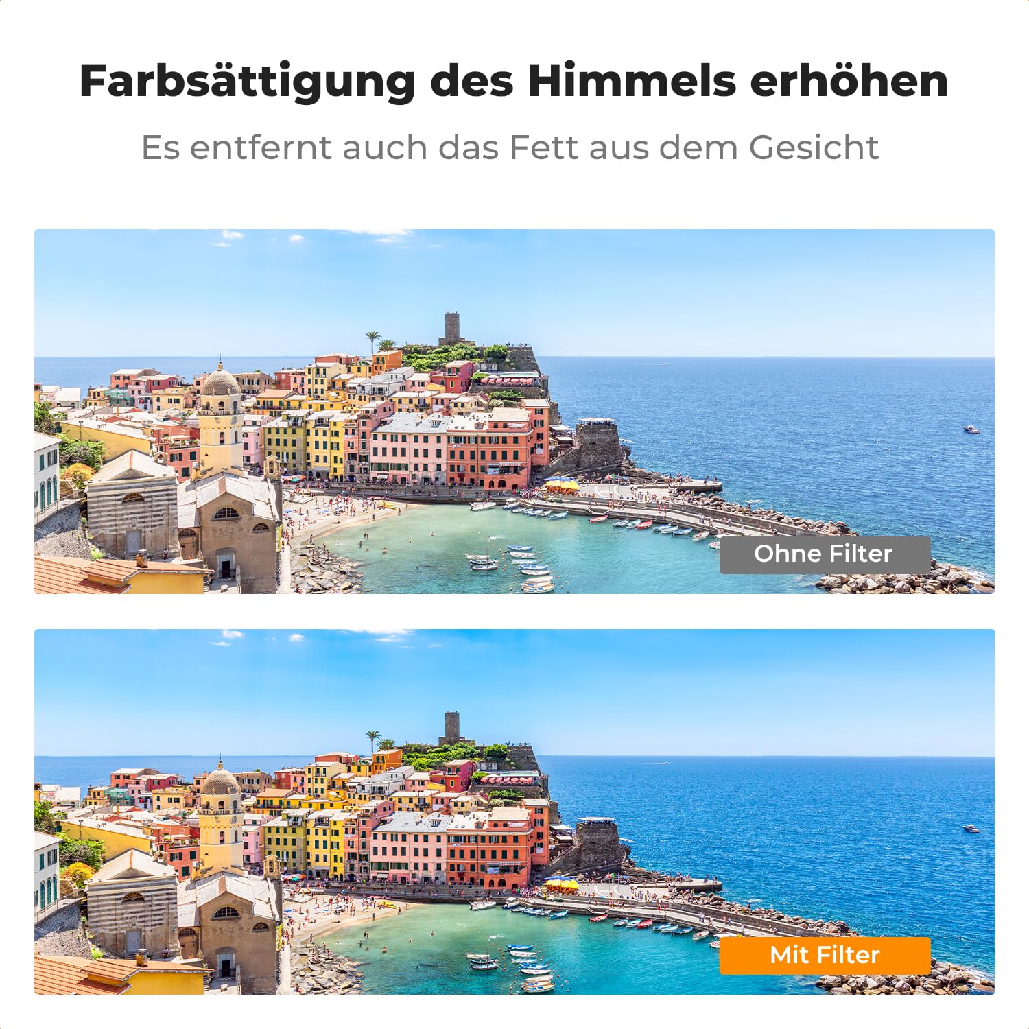 K&F CONCEPT Universell Handykamera CPL Filter Objektivset, Polarisationsfilter für Handykamera, Universal 52mm Gewinde Clip für Handy