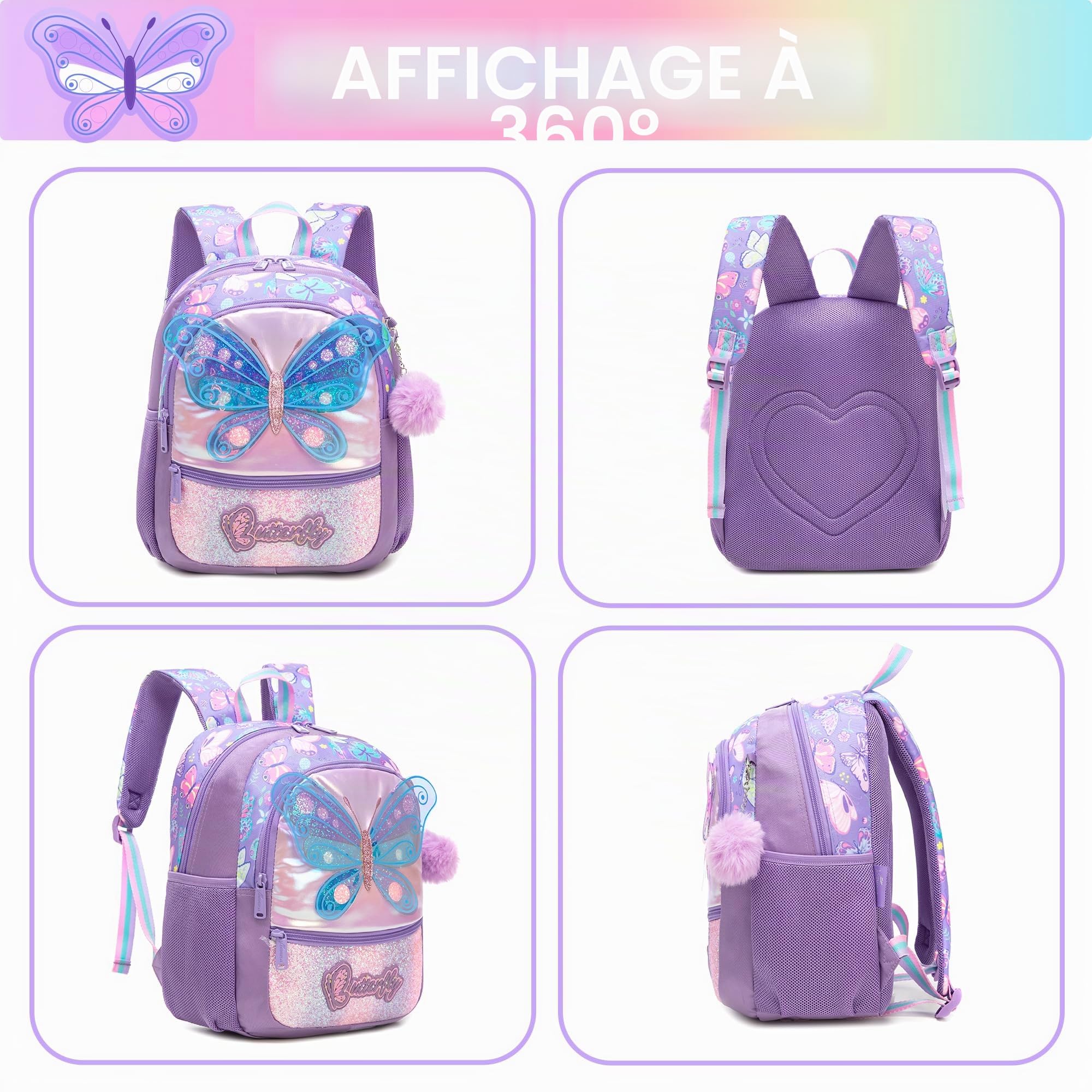 HTgroce Cartable Fille Maternelle,Sac à Dos pour Enfant Fille PS école Ado Maternelle Cartables Scolaires