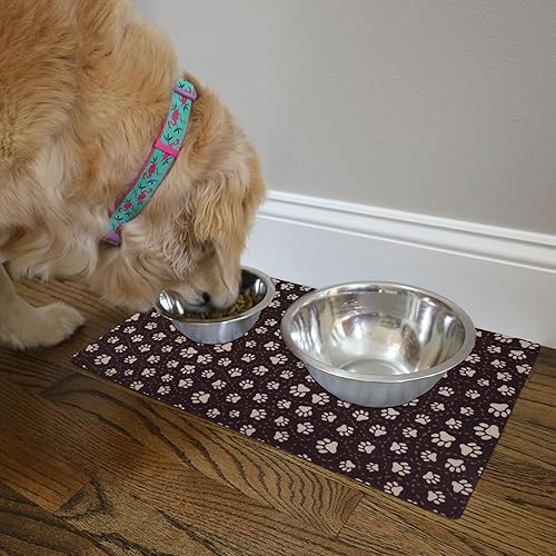 Miniatura 69 de Drymate Mantel individual con tazón para mascotas, tapete de alimentación de alimentos para perros y gatos, tela absorbente, respaldo impermeable
