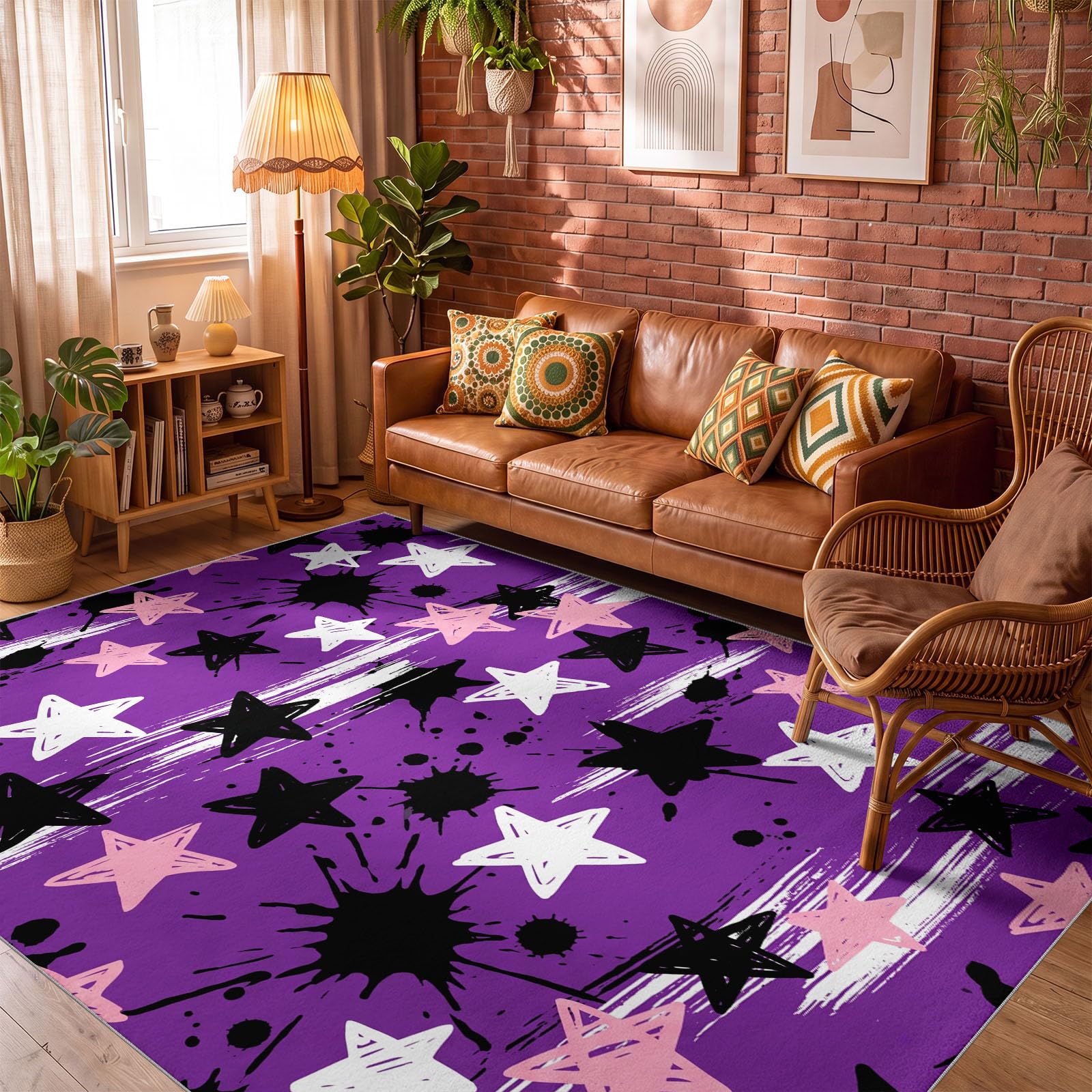 Bedruckter Kurzflor-Teppich,Dekor Wohnzimmer Street-Art Punk Graffiti