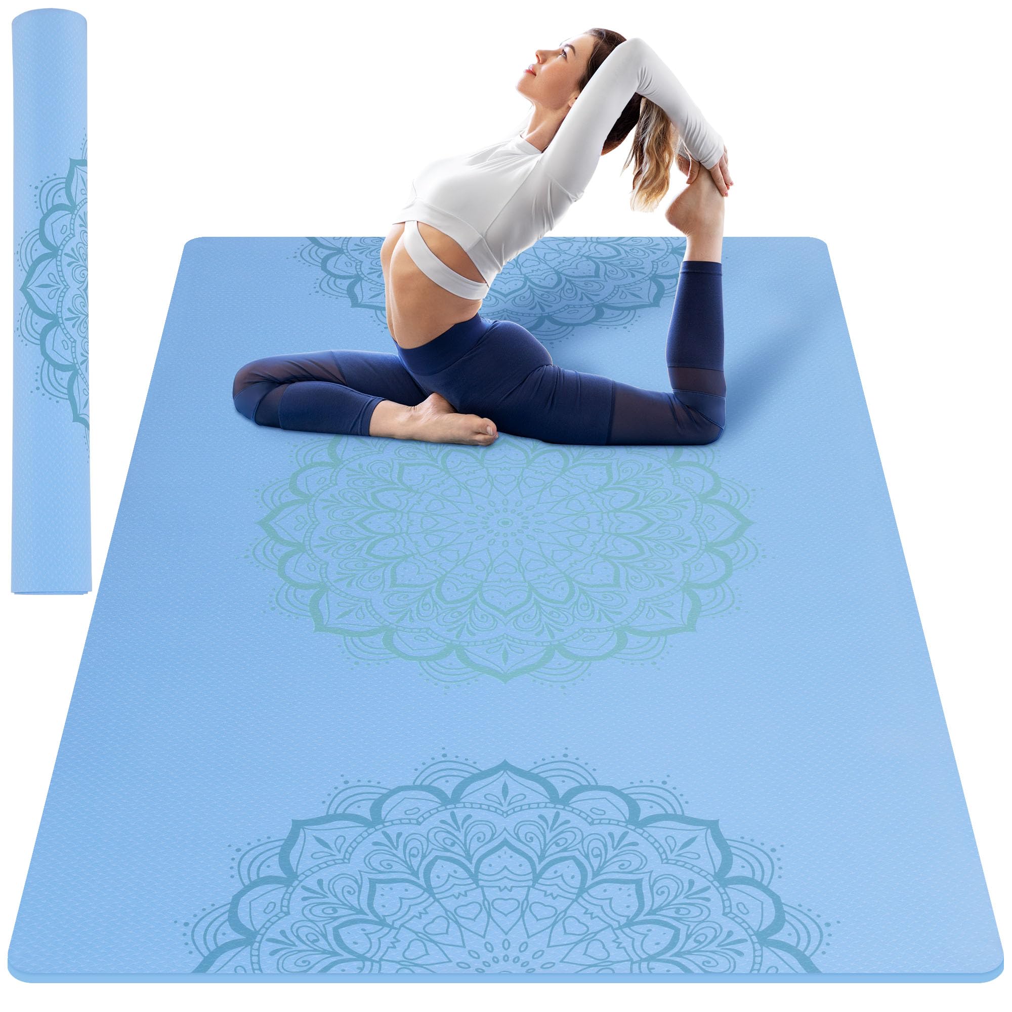 BALAPET Large Printed Exercise Mats for Stretching, Cardio,Floor Workouts,Extra Large Yoga Mat,6'4'6mm Thick Non Slip Fitness Mat