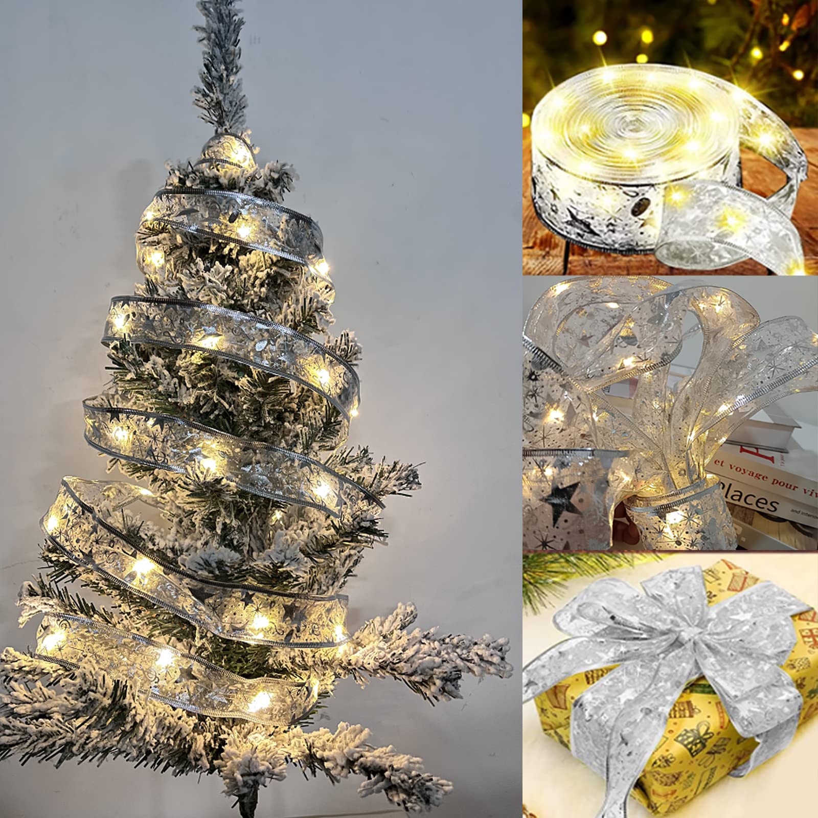 DIYDEC Weihnachtsband-Lichterkette – 4 M, 40 LEDs, Gold, Batteriebetrieben (keine Batterien Inkl.)
