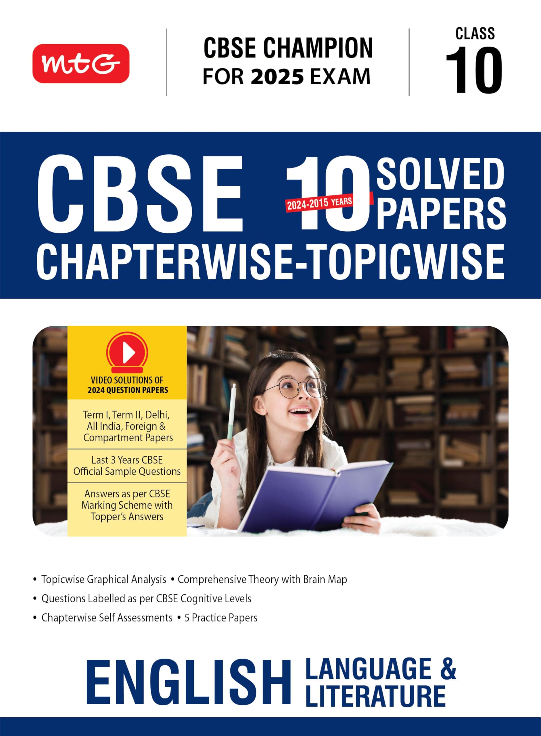 Mtg Cbse 10 Years (2024-2015) Chapterwise Topicwise Solved Papers Class 10 English Language & Literature Book - Cbse Champion For 2025 Exam Pyqs (Based On Latest Pattern) Paperback – 26 February 2024