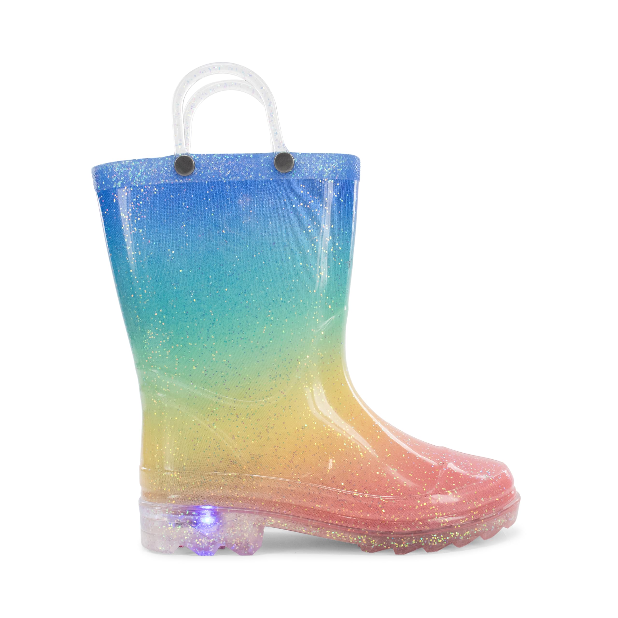 Western Chief Kids Waterproof Light Up Rain Boots With Handles for Easy On and Off for Boys and Girls