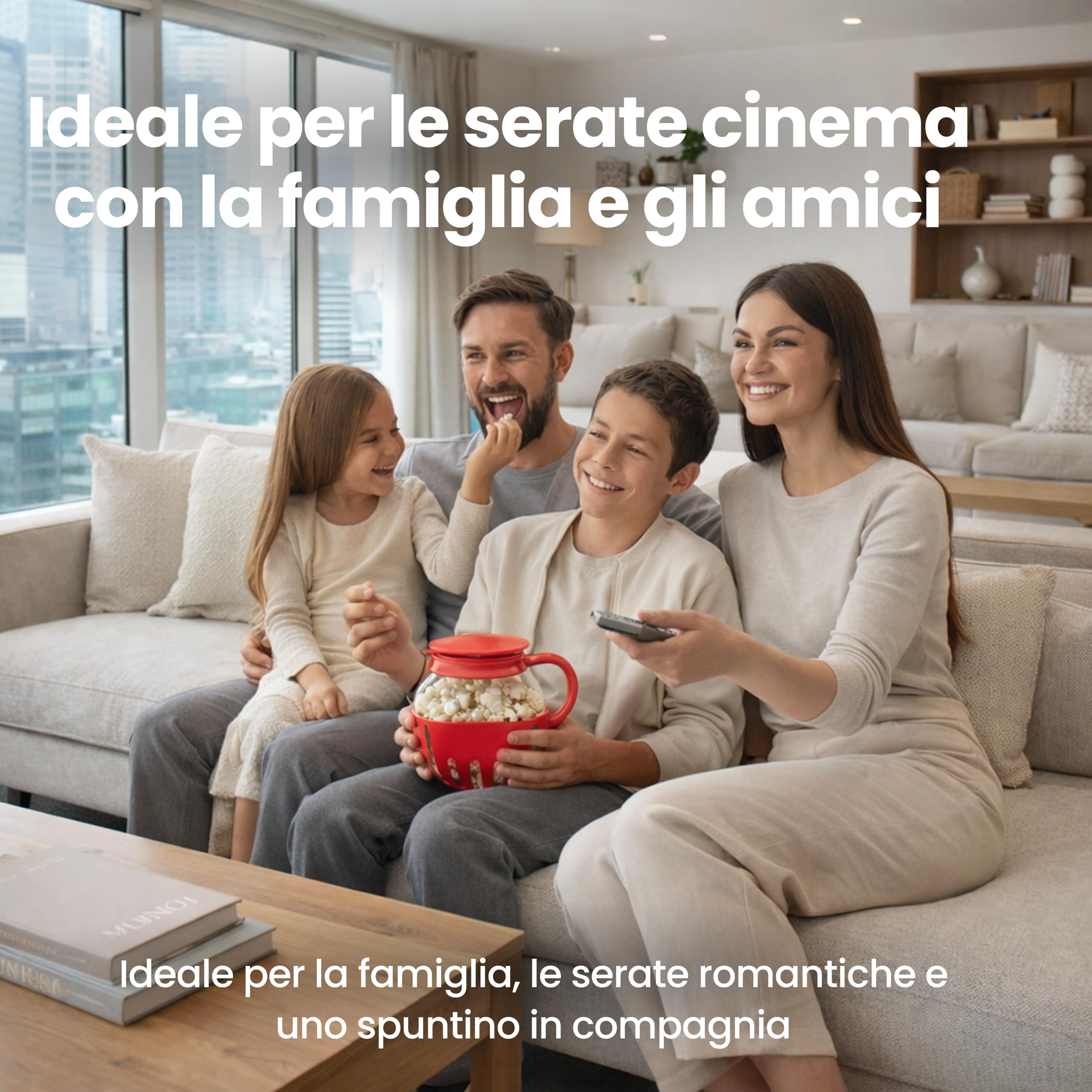Netrox - Popcorn Maker per Microonde Senza Olio 3L – Ciotola in Vetro, BPA Free, Lavastoviglie – Popcornmaschina Fettfreie, Snack Healthy per Serata Cinema Famiglia, Idea Regalo