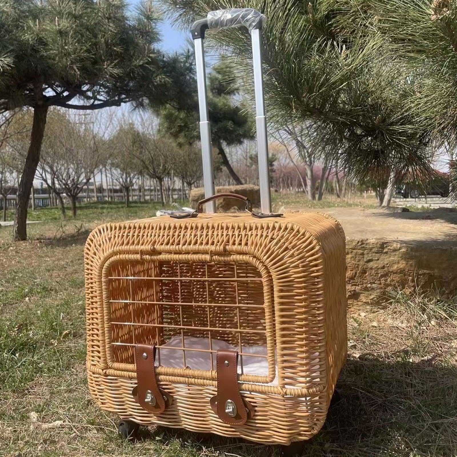Mochila rodante para mascotas con ventilación maleta de viaje para gatos y perros