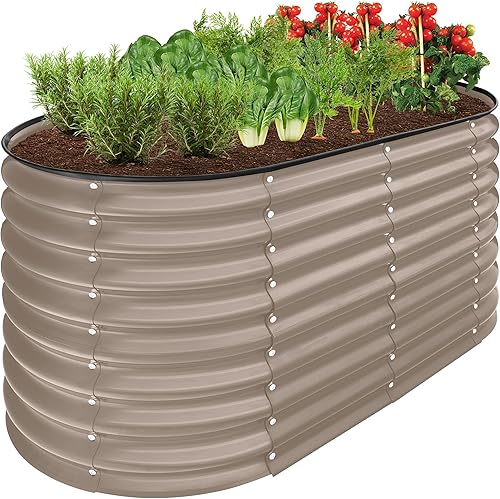 Miniatura 14 de Best Choice Products Cama de jardín elevada de metal de 8 x 2 x 2 pies, caja ovalada para exteriores, maceta de raíces profundas para verduras