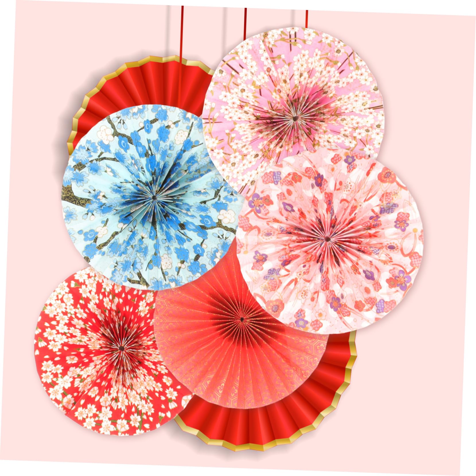 TOPBATHY 30 STK Fächerblume aus japanischem Papier Rotes rotes Partyzubehör Klebeband doppelseitig Double Sided Tape Dekoration Hochzeitsdeko Hochzeitspapier-Fans Papierfans basteln