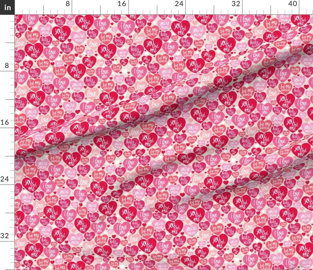 Spoonflower Fabric - Valentine Love Valentines Day Letters Hearts Red Pink Printed on Petal Signature Cotton Fabric by The Yard - Sewing Quilting Apparel Crafts Decor