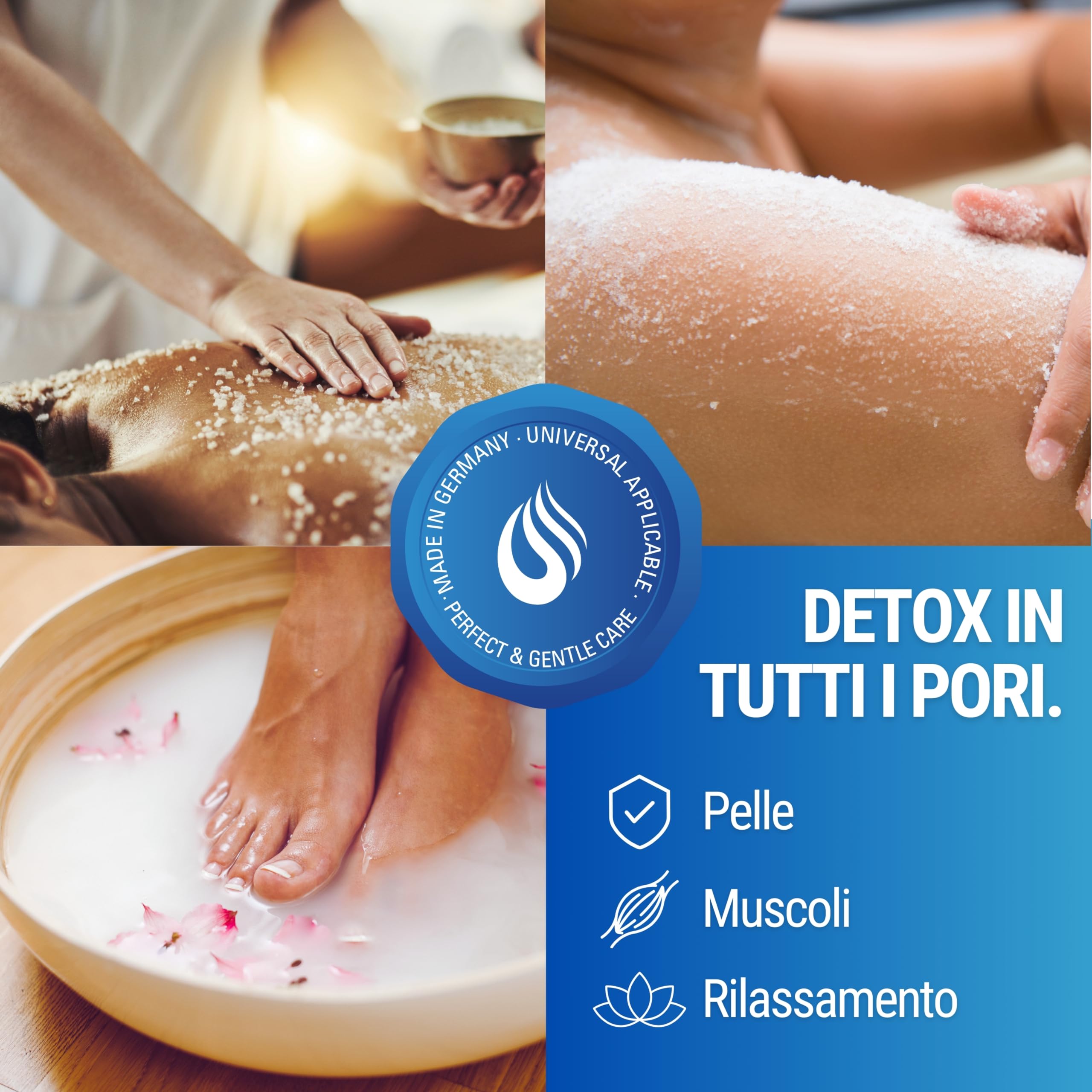 Maxxi Clean | 900 g di sale Epsom altamente puro | Sale da bagno per benessere e peeling del corpo | Solfato di magnesio per muscoli, pelle e anima | Magnesio adatto alla cura del giardino