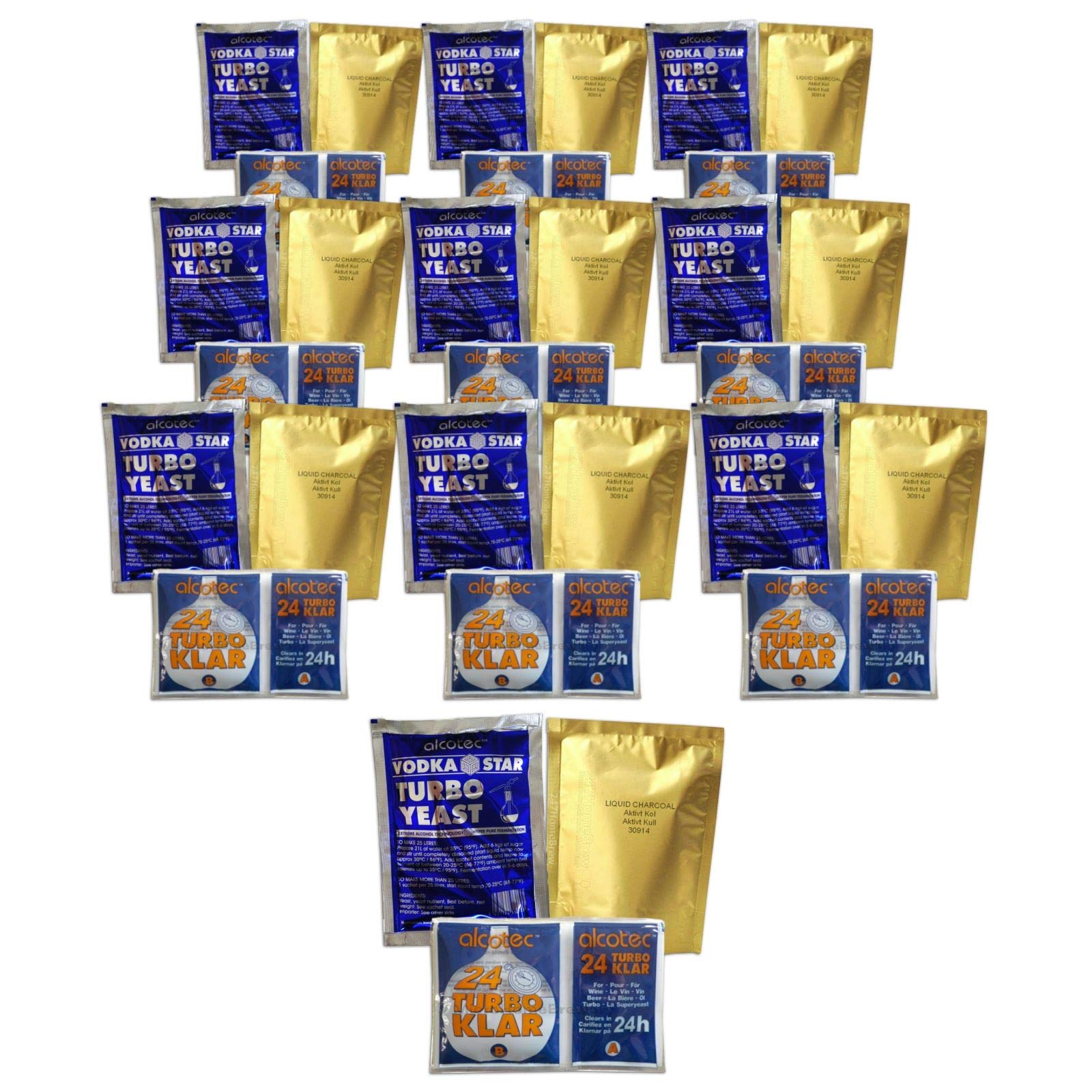 Alcotec 10X Vodka Star Turbo Yeast, Turboklar, Liquid Carbon
