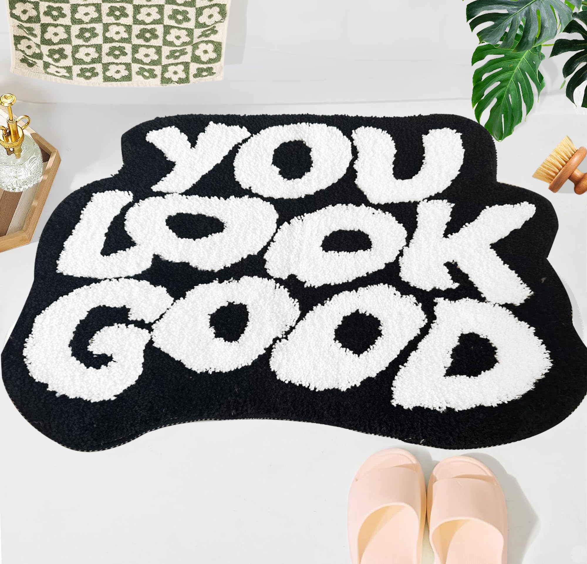 You Look Good Bath Mat Cute Bath Rug for Bathroom Non-Slip Funky Rug for Bedroom Soft and Stylish