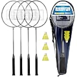 Triumph Sports 4-Player Badminton Set with 4 Rackets, 3 Shuttlecocks and 1 Carry Case, Black