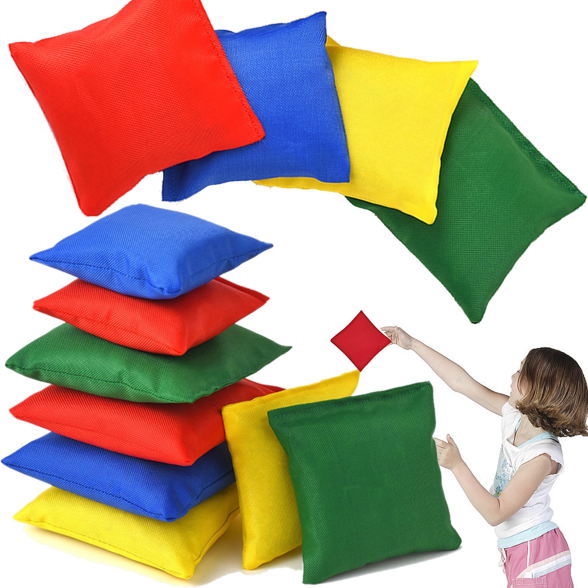 QSLKI 20pcs Colorful Beanbags Set, Kids Throwing Toy, for Kids Throwing & Toss Games, Fun sports, outdoor home games, Small Beanbags Hand Toss Games for Sports Outdoor Family Kids Party Supply